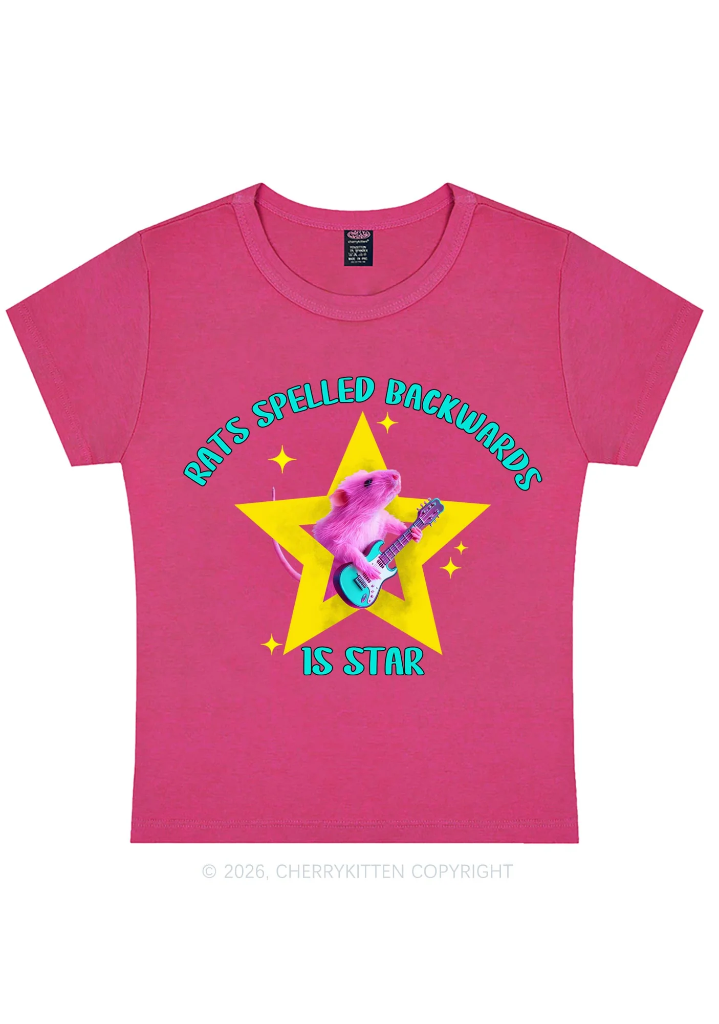 Rats Spelled Backwards Is Star Y2K Baby Tee Cherrykitten - Image 6