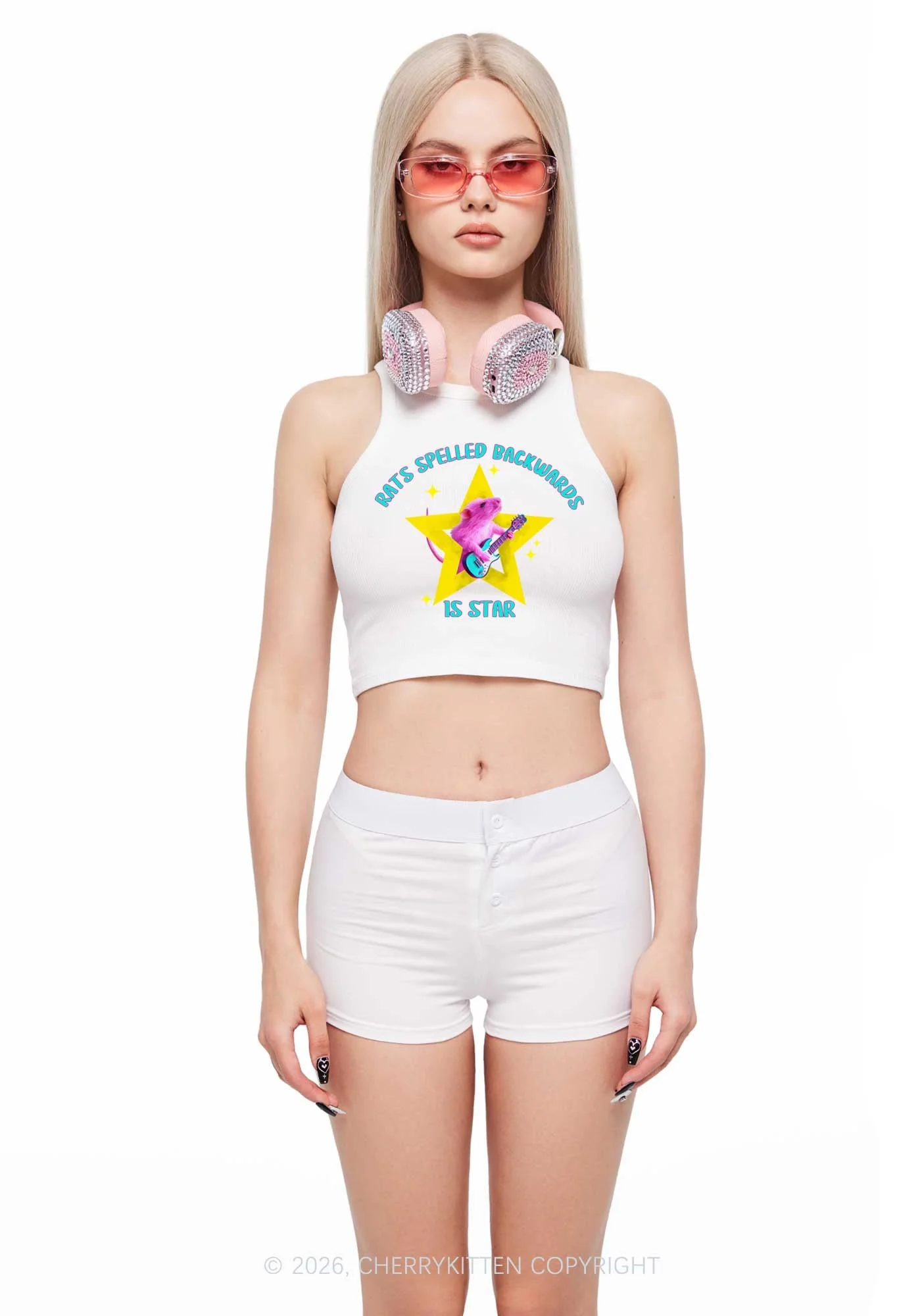 Rats Spelled Backwards Is Star Y2K Crop Tank Top Cherrykitten - Image 2