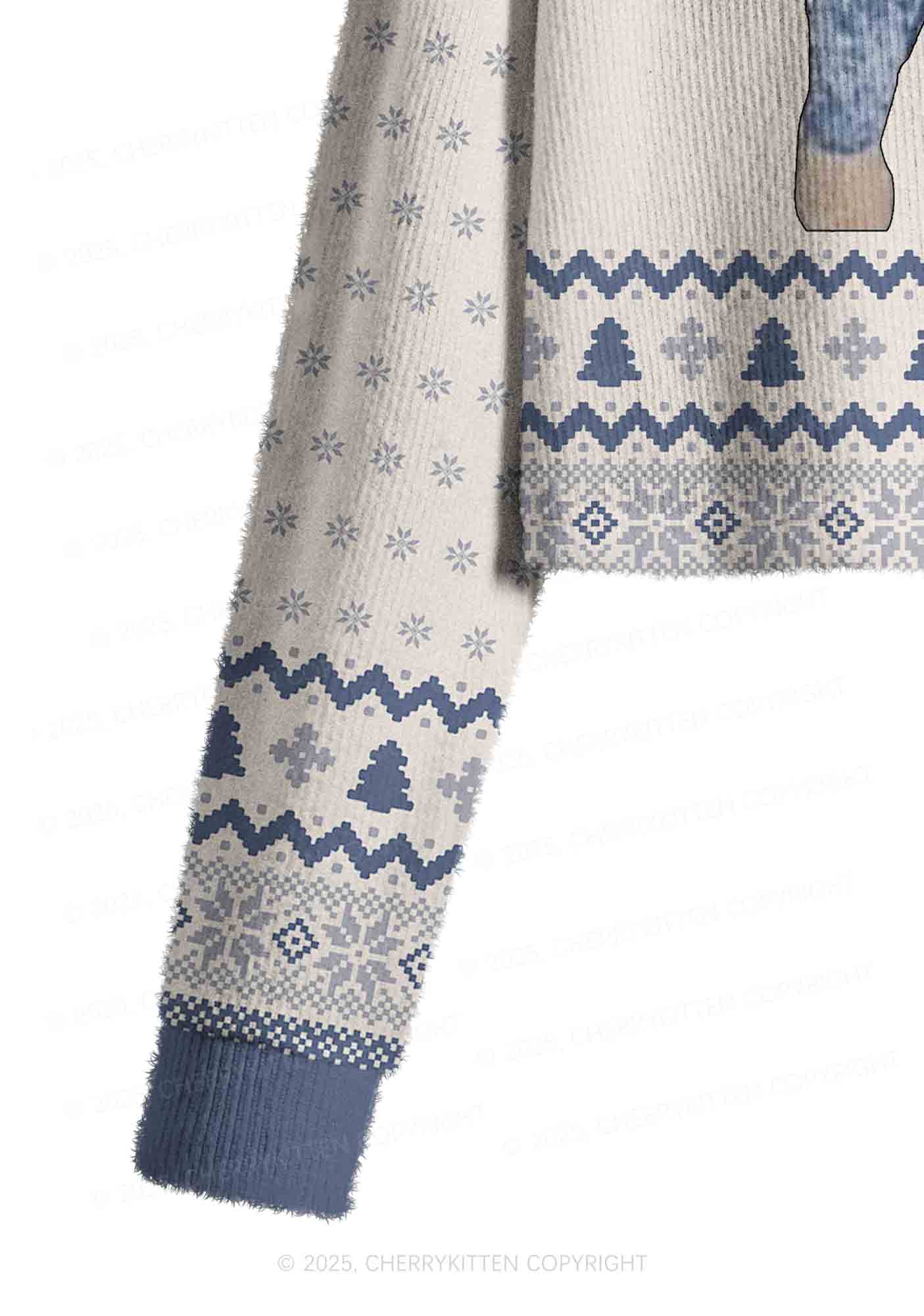 Ratted Last Tatouille Y2K Christmas Crop Knit Sweatshirt Cherrykitten - Image 5