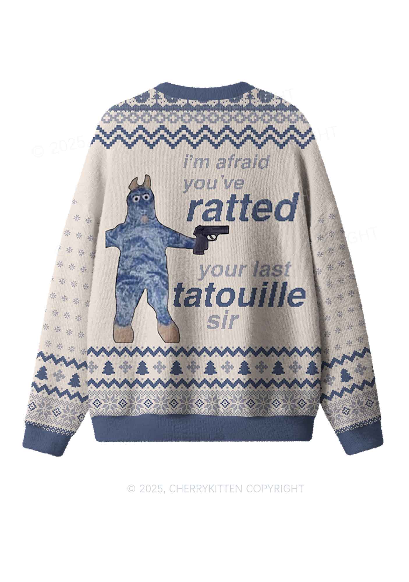 Ratted Last Tatouille Y2K Christmas Knit Sweatshirt Cherrykitten - Image 2