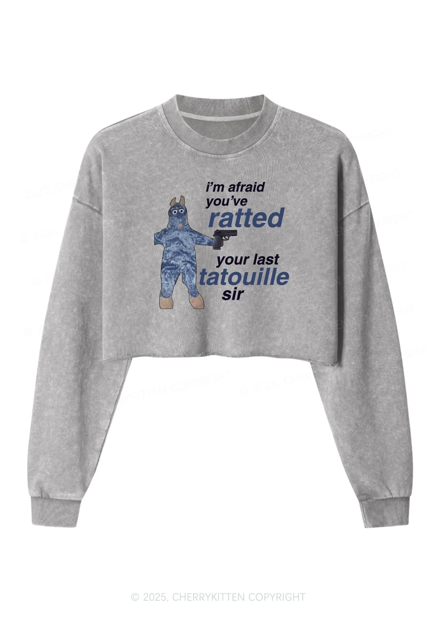 Ratted Last Tatouille Y2K Crop Washed Sweatshirts Cherrykitten - Image 3