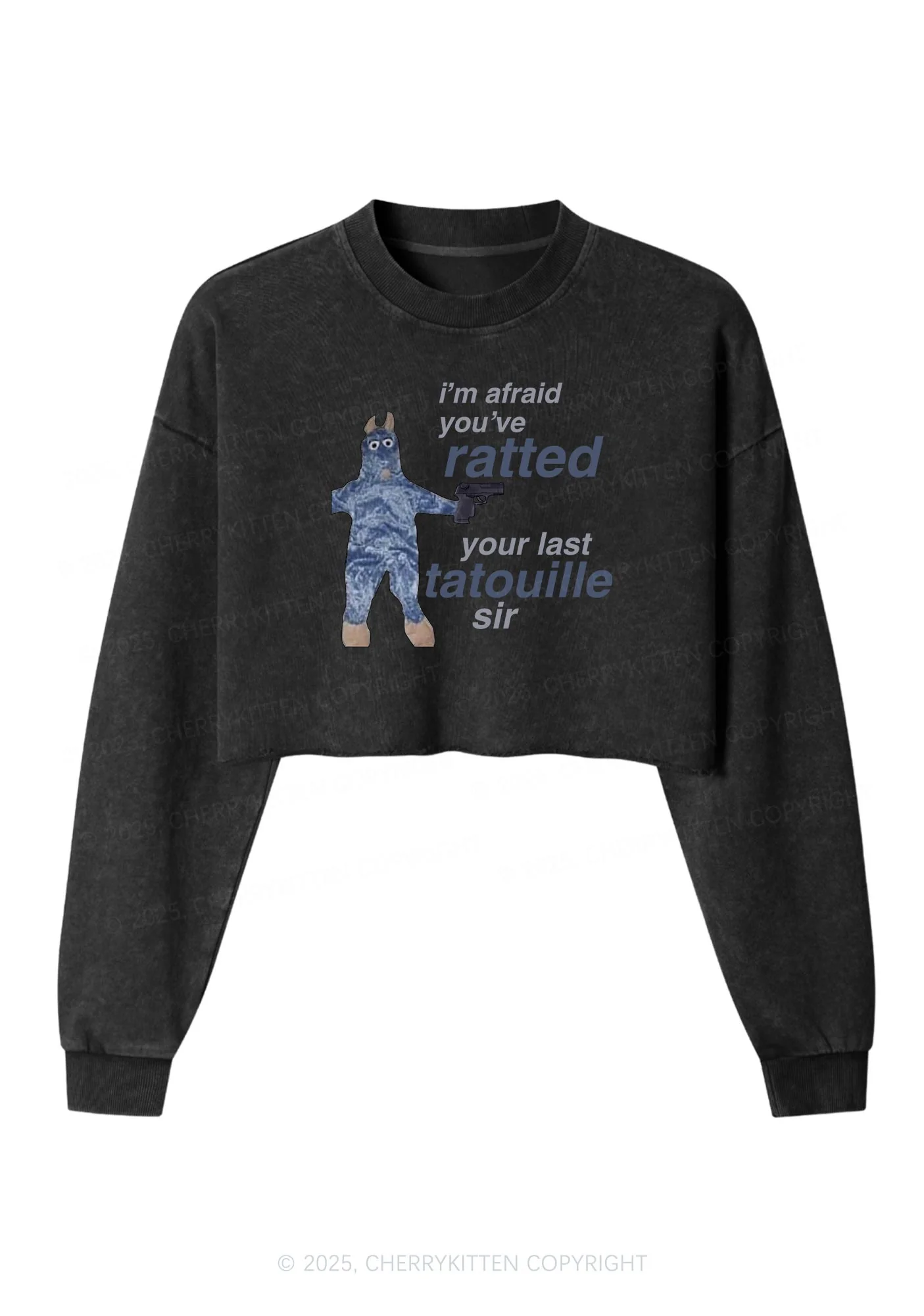 Ratted Last Tatouille Y2K Crop Washed Sweatshirts Cherrykitten - Image 4