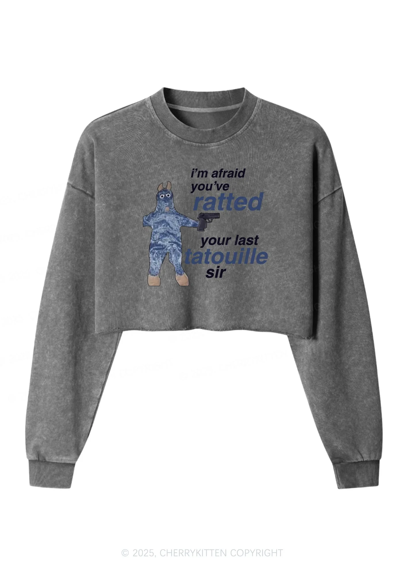 Ratted Last Tatouille Y2K Crop Washed Sweatshirts Cherrykitten - Image 5