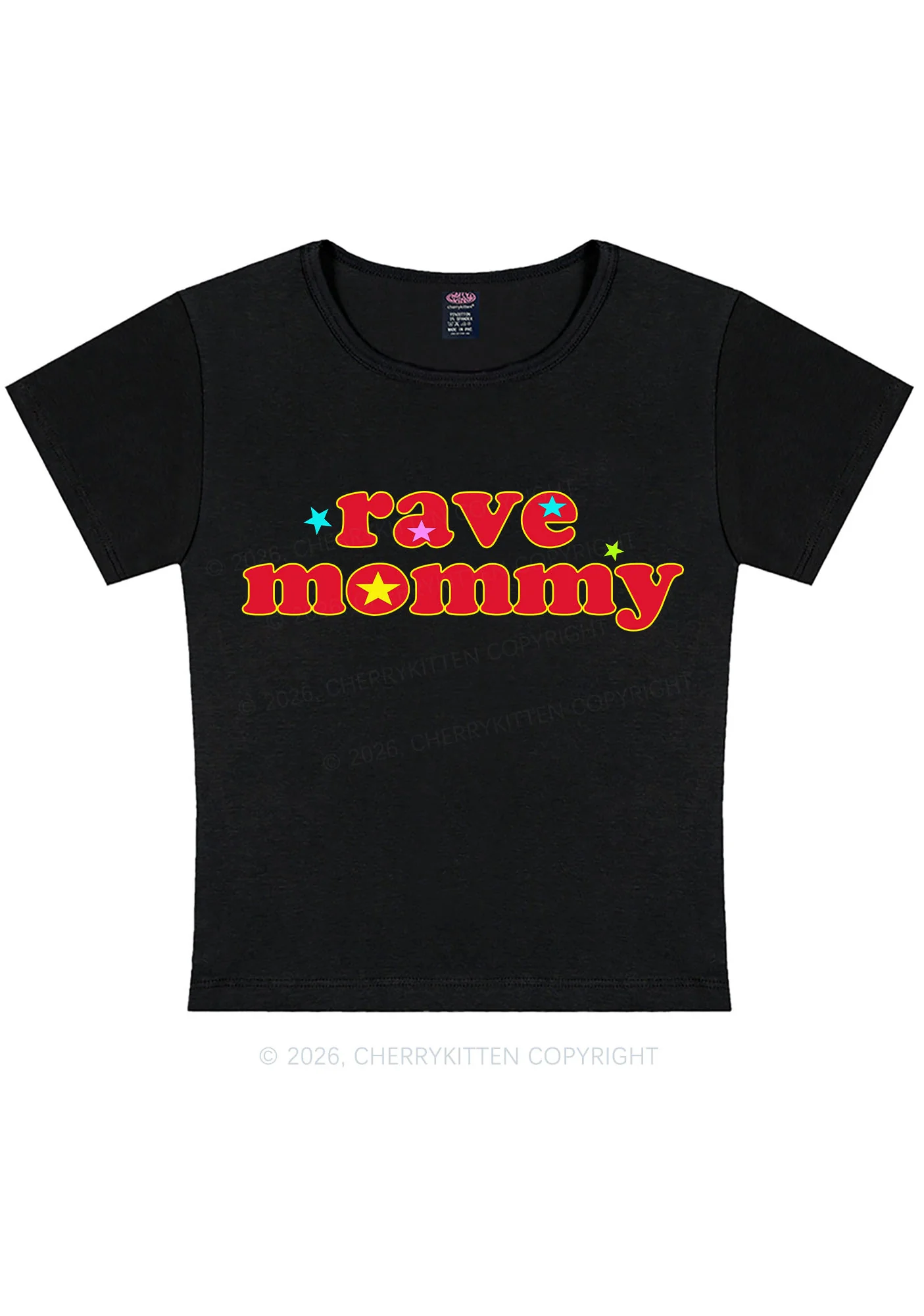 Rave Mommy Y2K Baby Tee Cherrykitten - Image 3