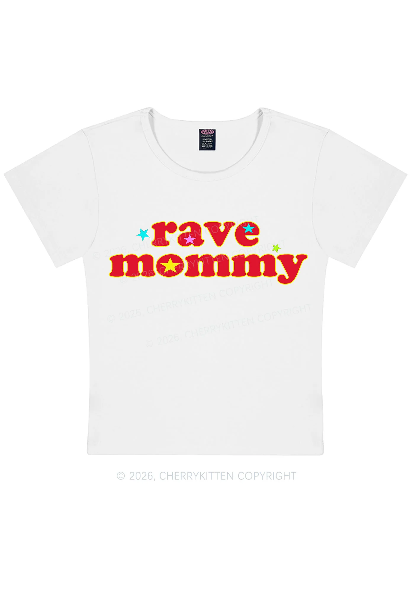 Rave Mommy Y2K Baby Tee Cherrykitten - Image 4