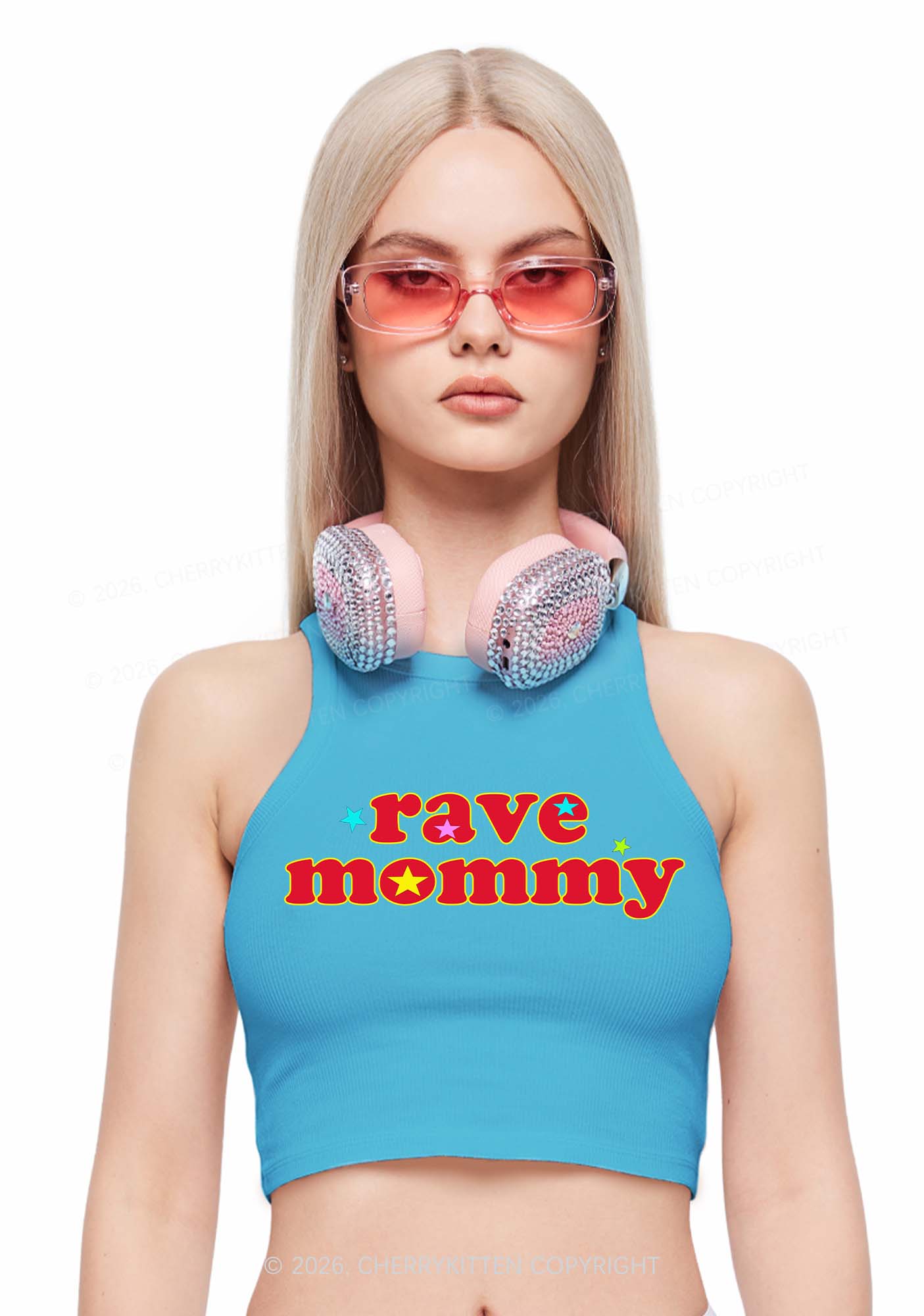 Rave Mommy Y2K Crop Tank Top Cherrykitten - Image 2