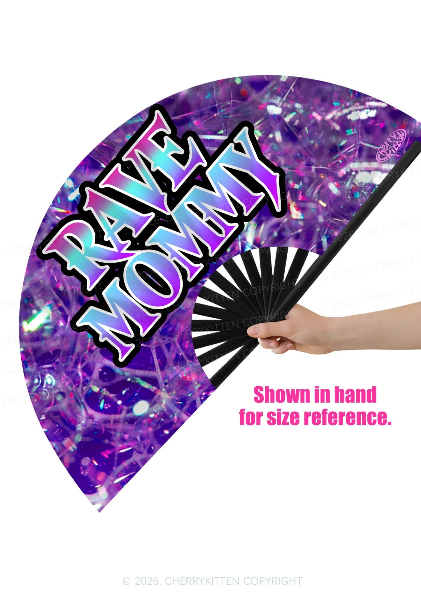 Rave Mommy Y2K Rave Hand Fan Cherrykitten - Image 2