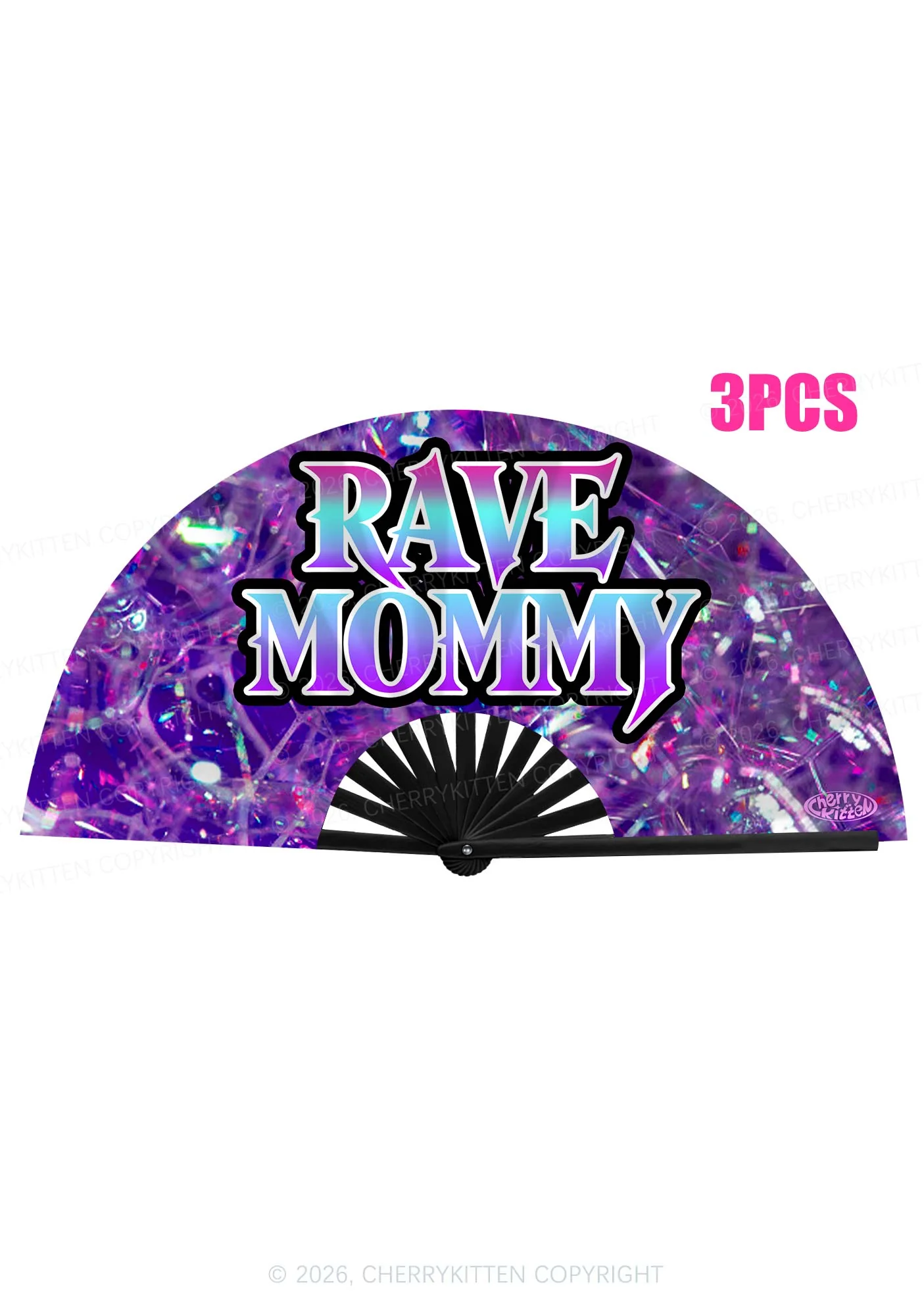Rave Mommy Y2K Rave Hand Fan Cherrykitten - Image 3