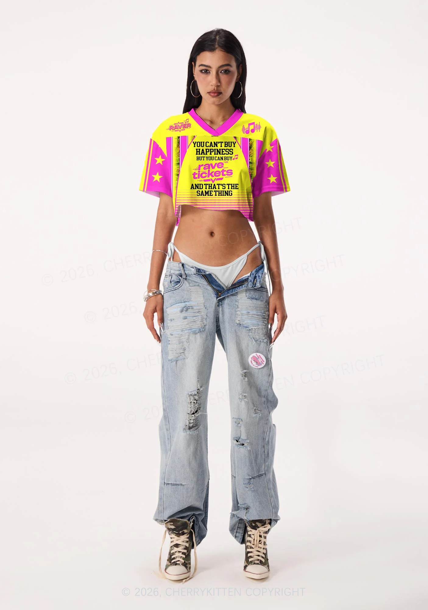 Rave Tickets Y2K Crop Sport Jersey Shirts Cherrykitten - Image 2