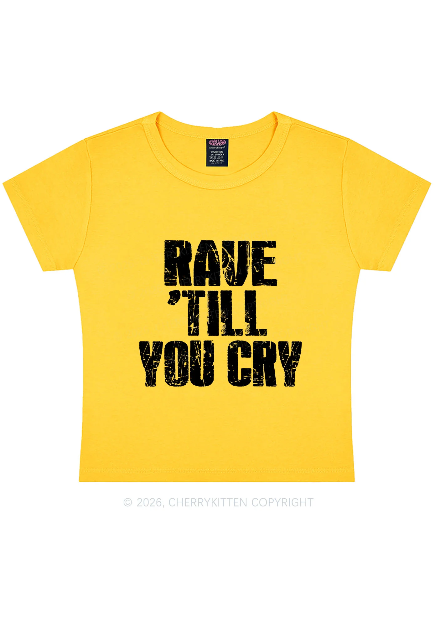 Rave Till You Cry Y2K Baby Tee Cherrykitten - Image 2