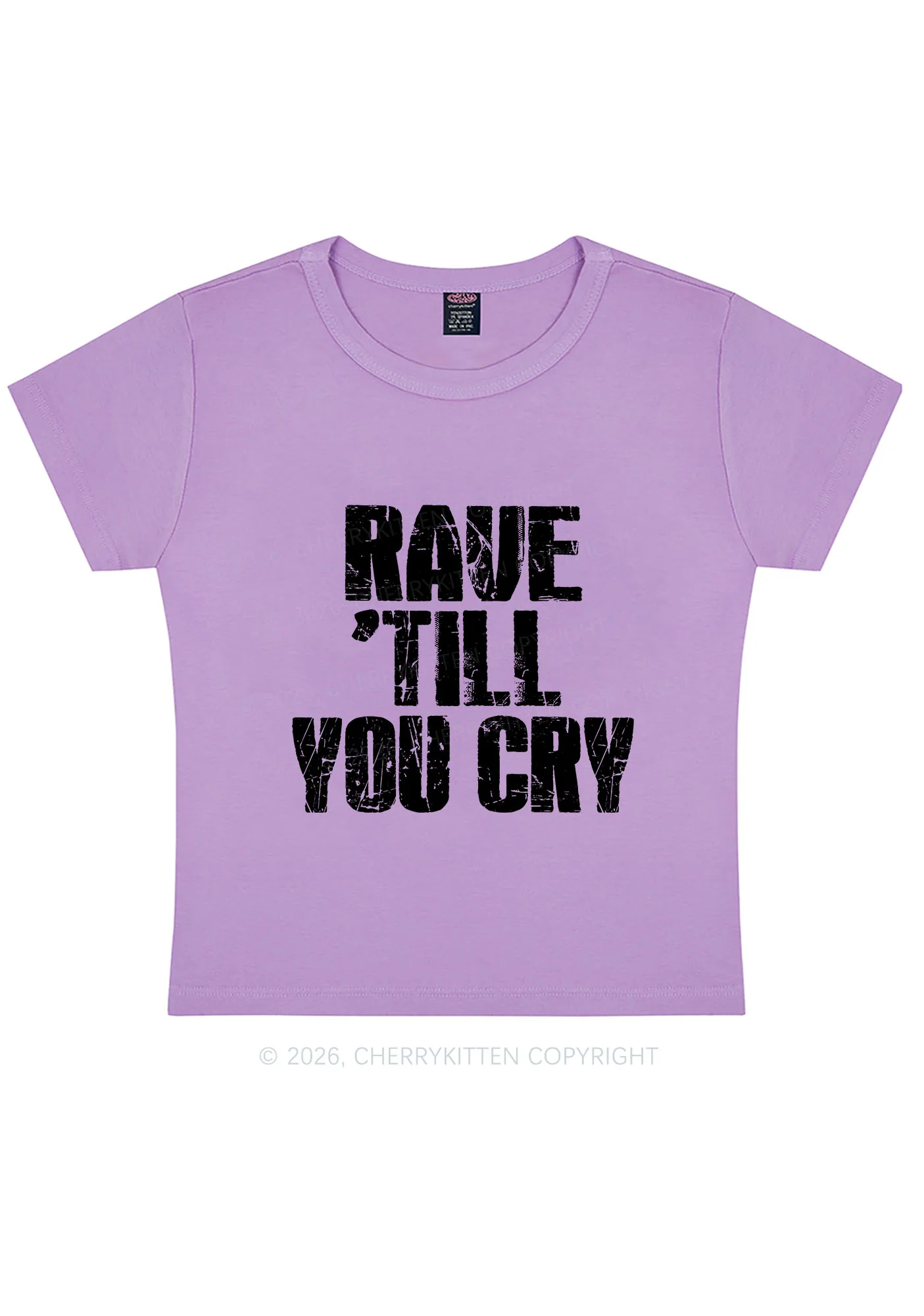 Rave Till You Cry Y2K Baby Tee Cherrykitten - Image 4