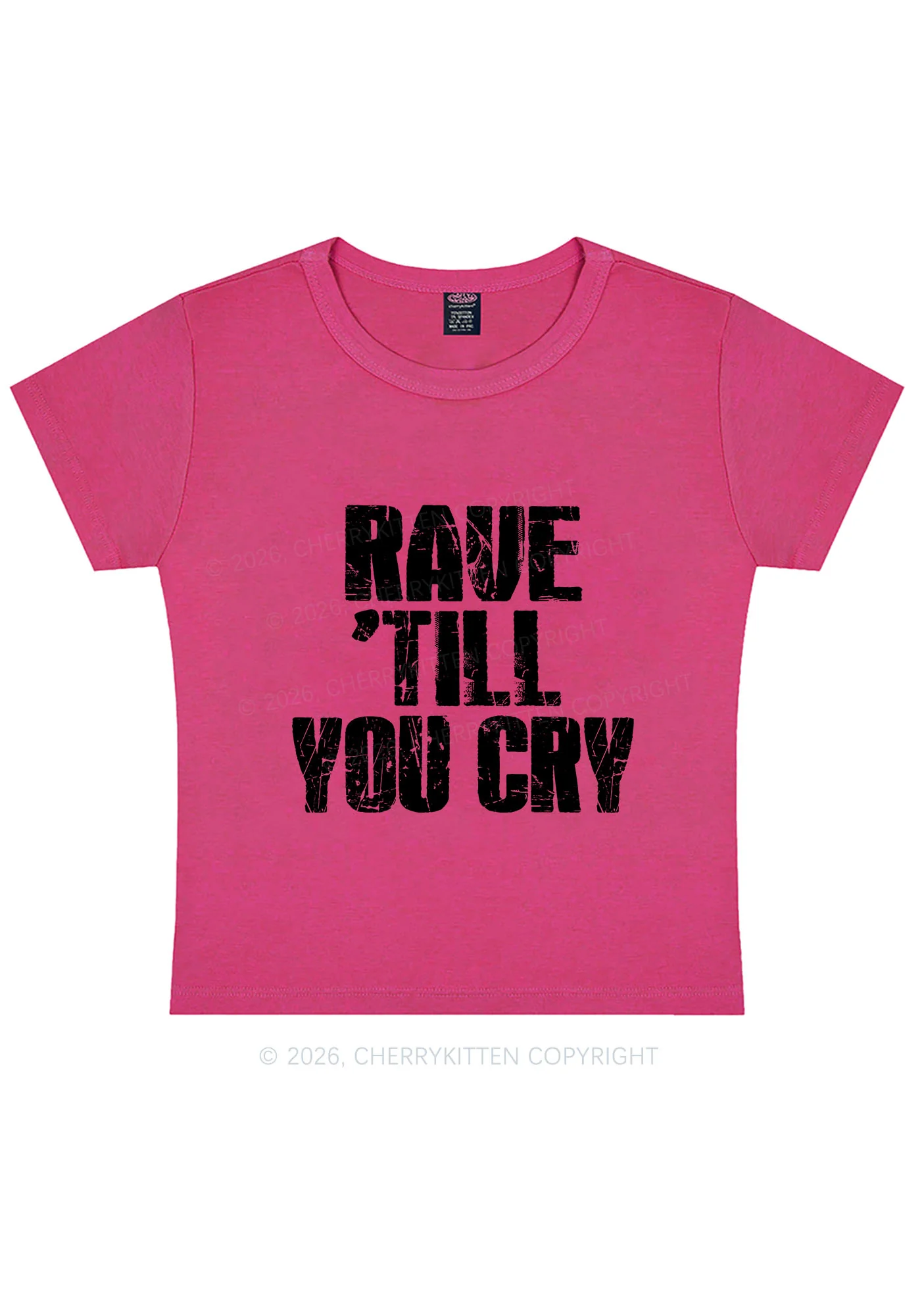 Rave Till You Cry Y2K Baby Tee Cherrykitten - Image 6