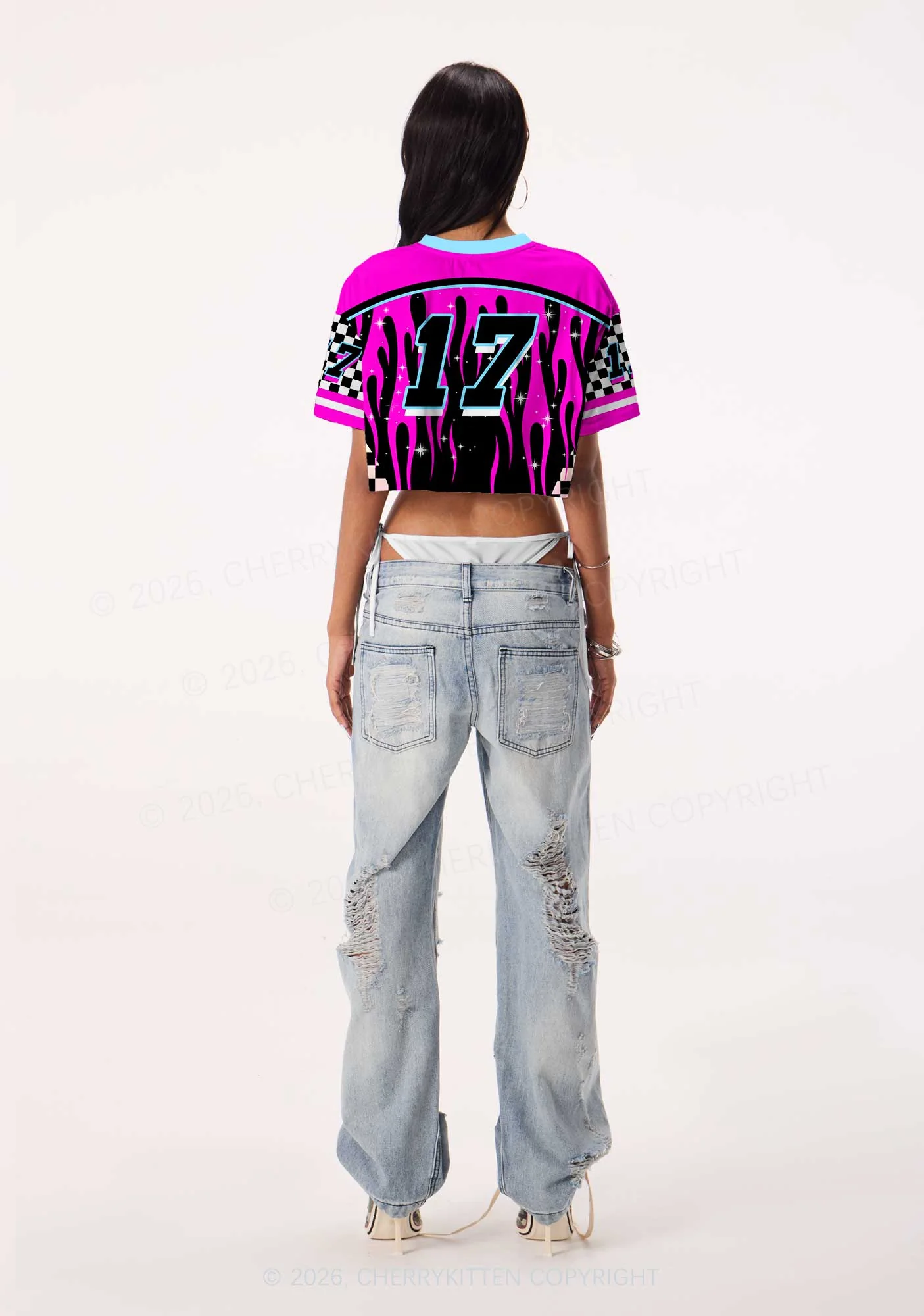 Rave Till You Cry Y2K Crop Sport Jersey Shirts Cherrykitten - Image 3