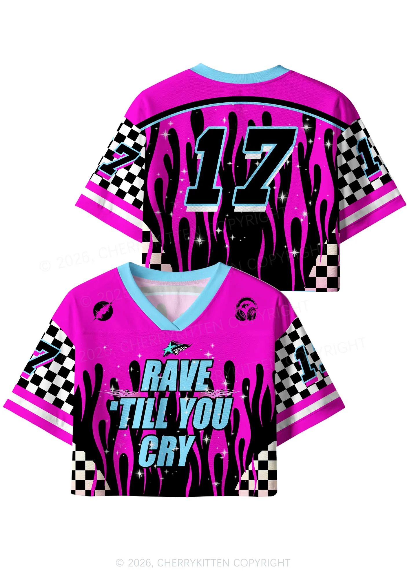 Rave Till You Cry Y2K Crop Sport Jersey Shirts Cherrykitten - Image 5