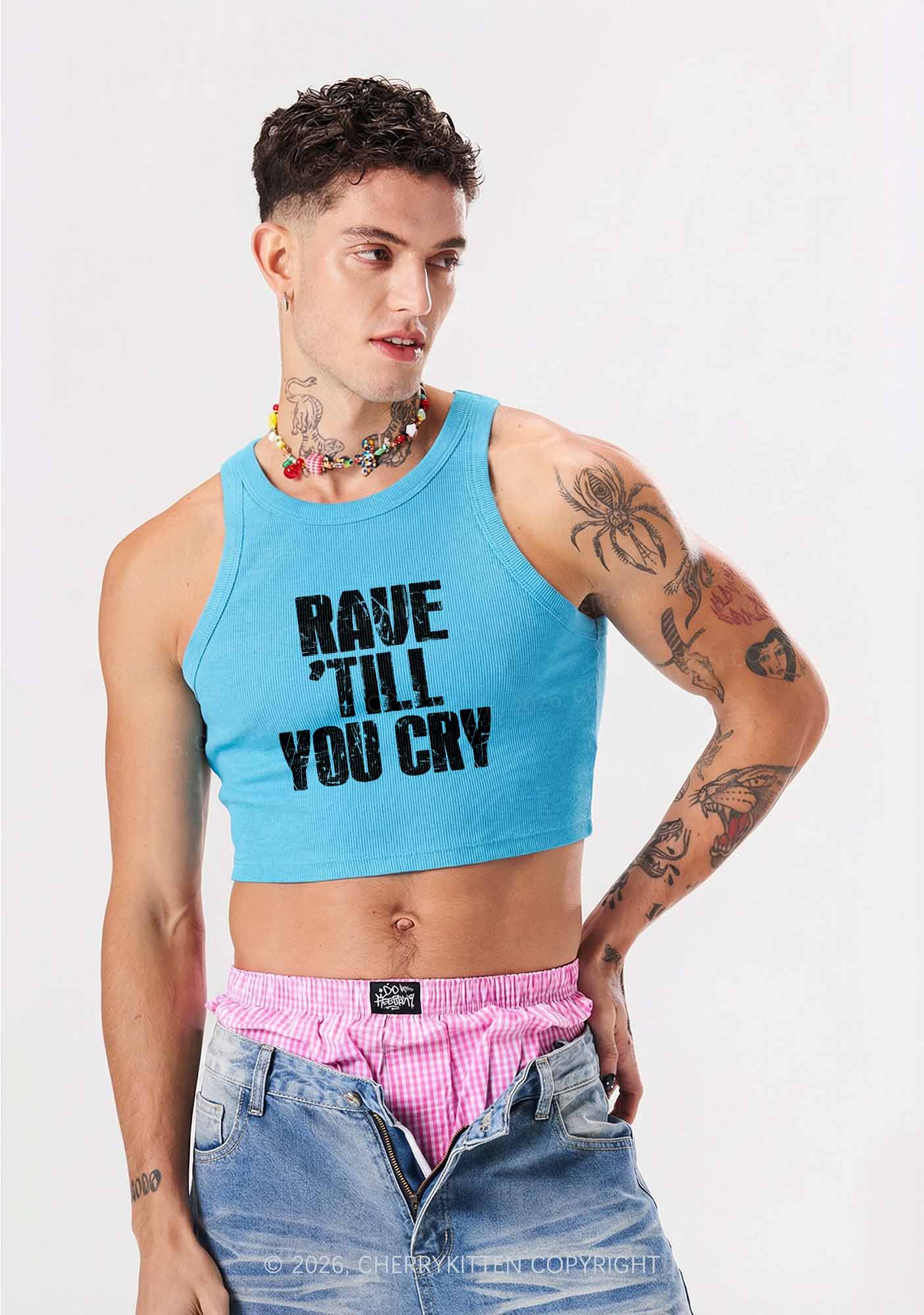 Rave Till You Cry Y2K Crop Tank Top Cherrykitten - Image 2