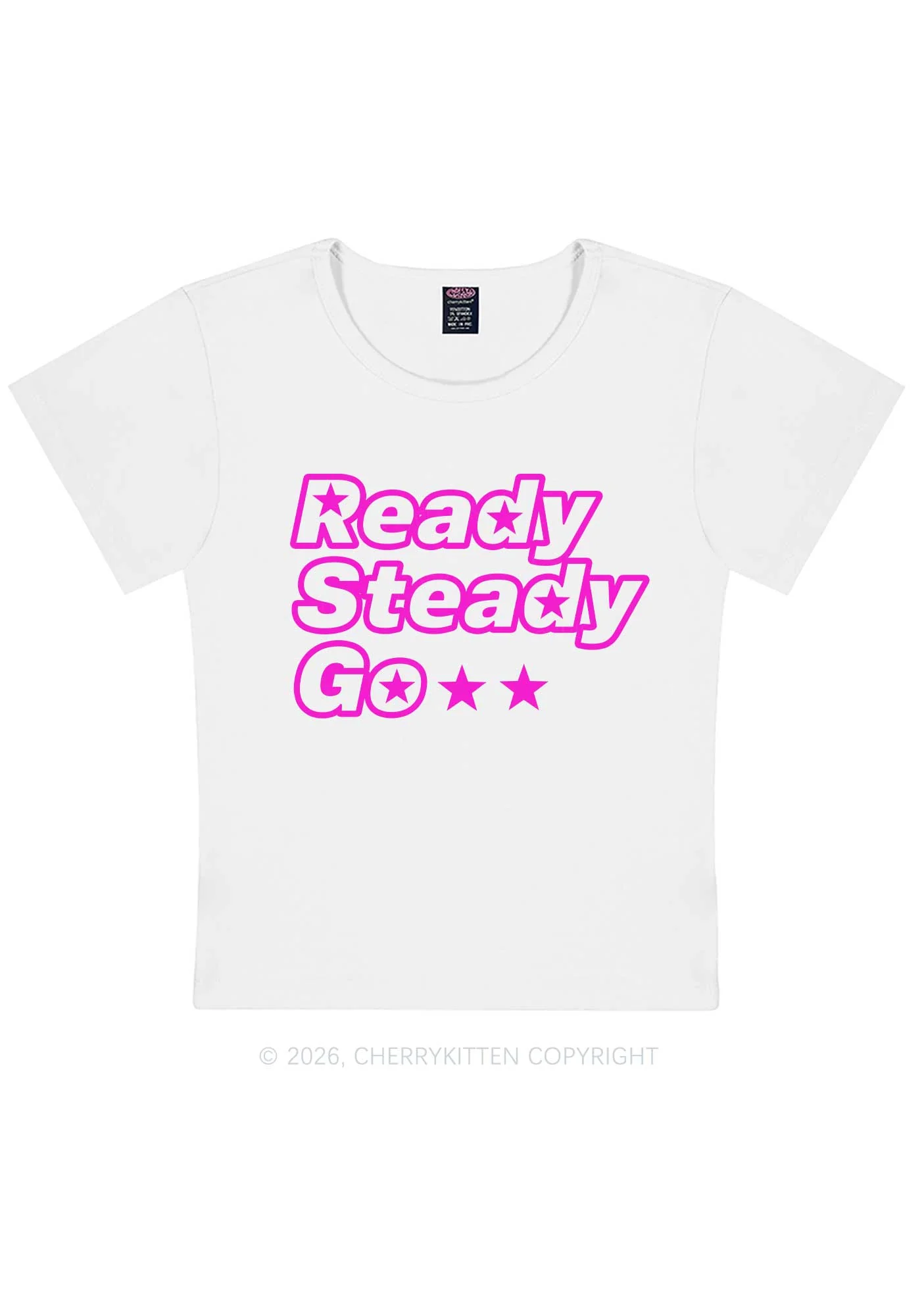 Ready Steady Go Y2K Baby Tee Cherrykitten - Image 3