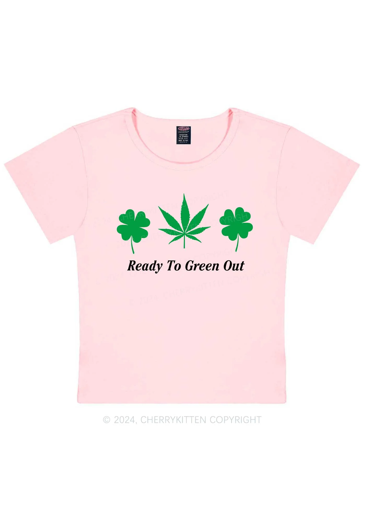 Ready To Green Out St Patricks Y2K Baby Tee Cherrykitten - Image 12