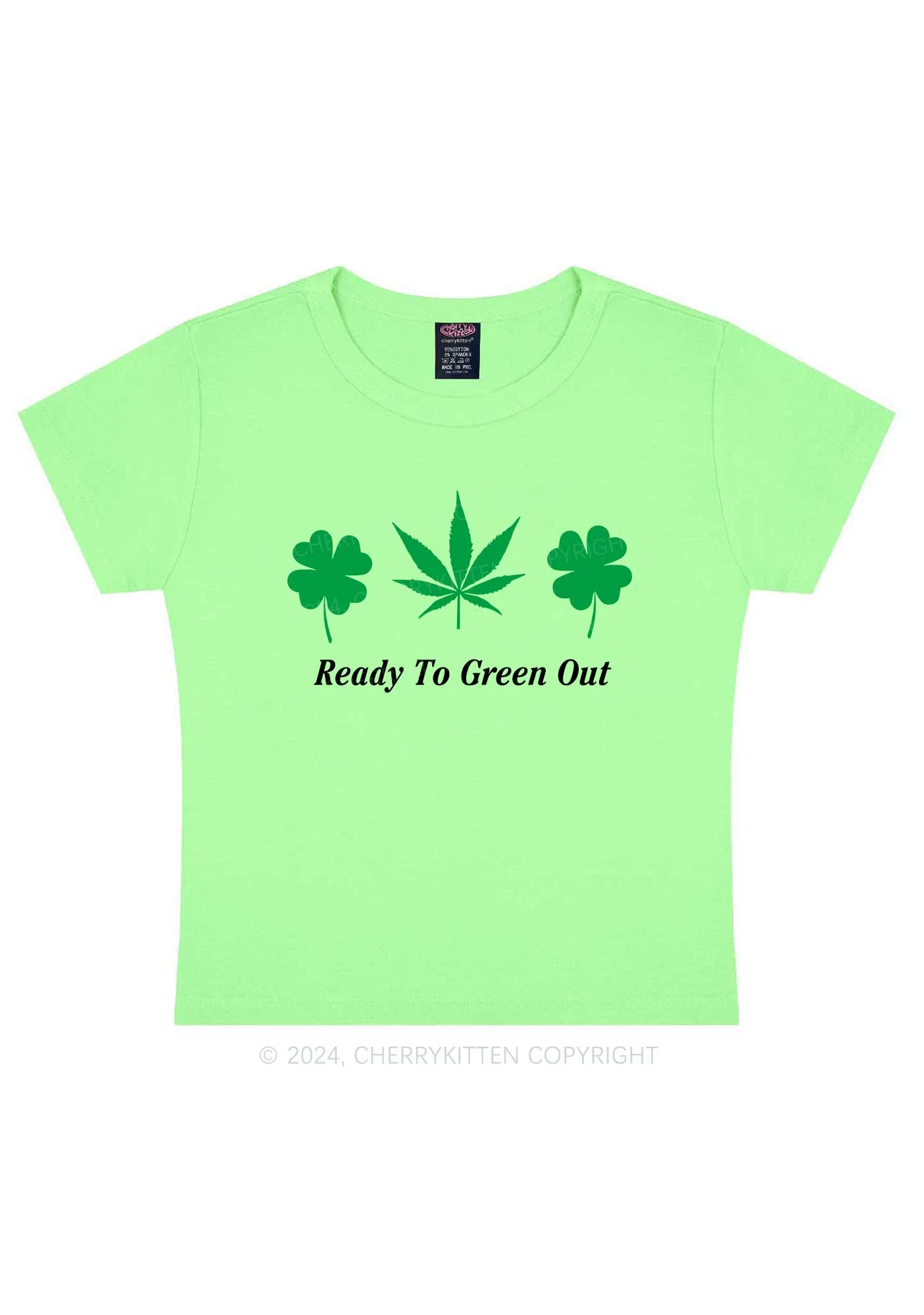 Ready To Green Out St Patricks Y2K Baby Tee Cherrykitten - Image 13