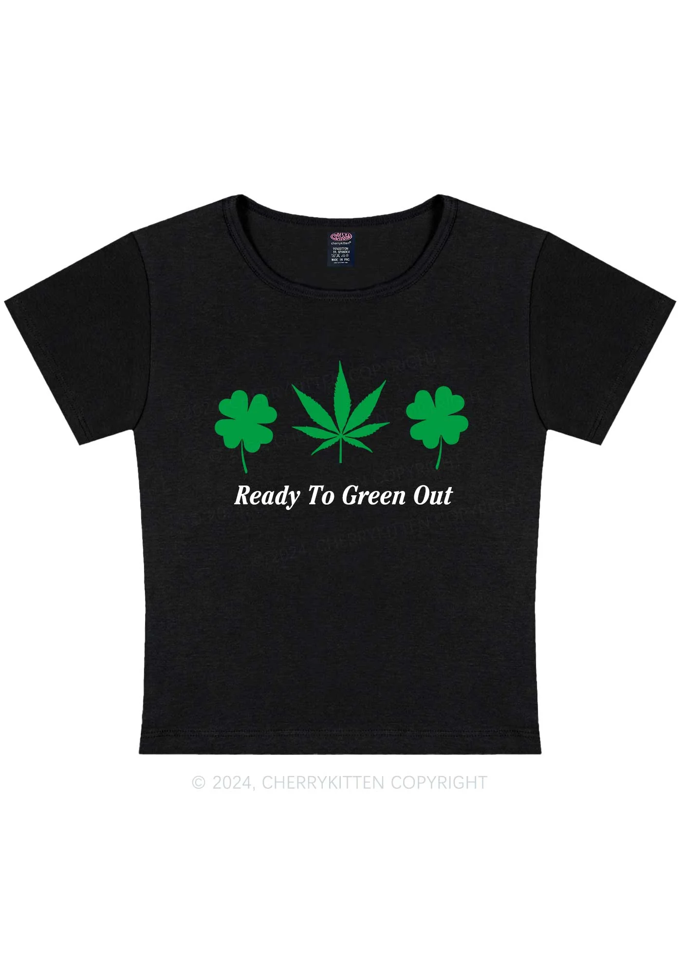 Ready To Green Out St Patricks Y2K Baby Tee Cherrykitten - Image 4