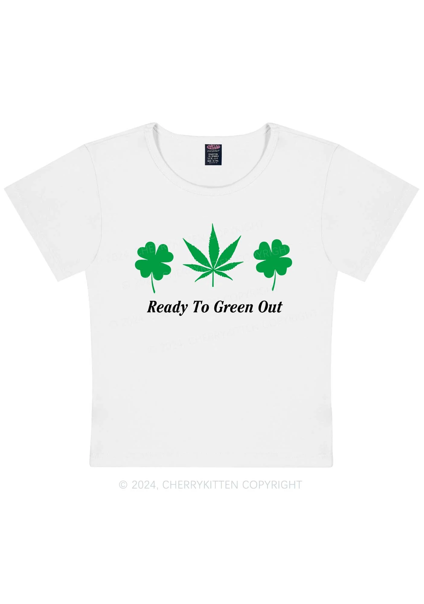Ready To Green Out St Patricks Y2K Baby Tee Cherrykitten - Image 5