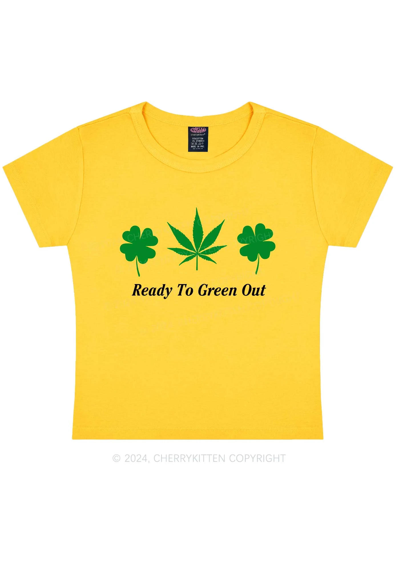 Ready To Green Out St Patricks Y2K Baby Tee Cherrykitten - Image 6