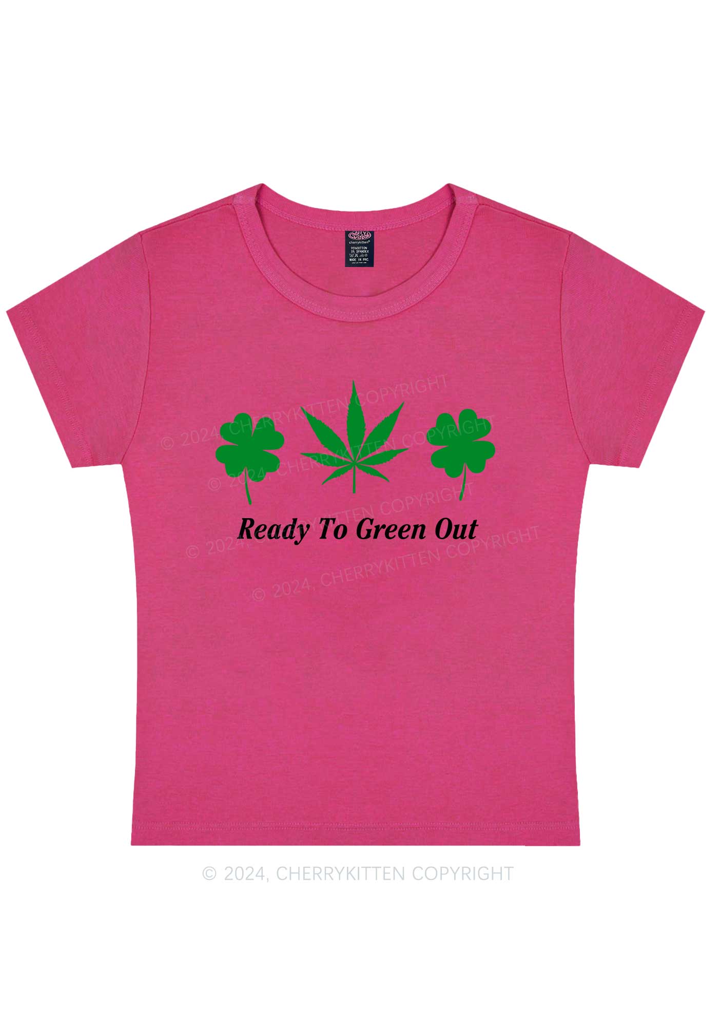 Ready To Green Out St Patricks Y2K Baby Tee Cherrykitten - Image 9