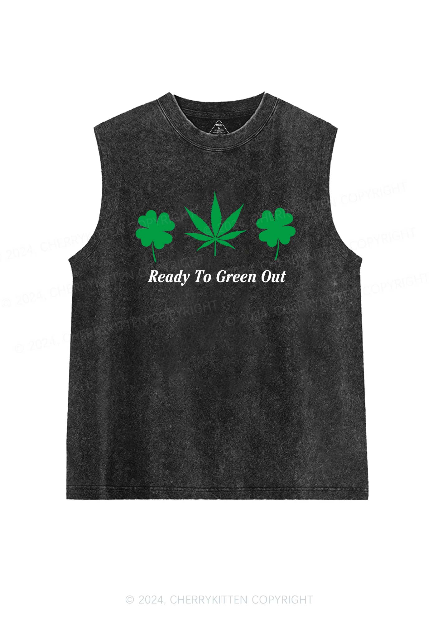 Ready To Green Out St Patricks Y2K Washed Tank Cherrykitten - Image 4