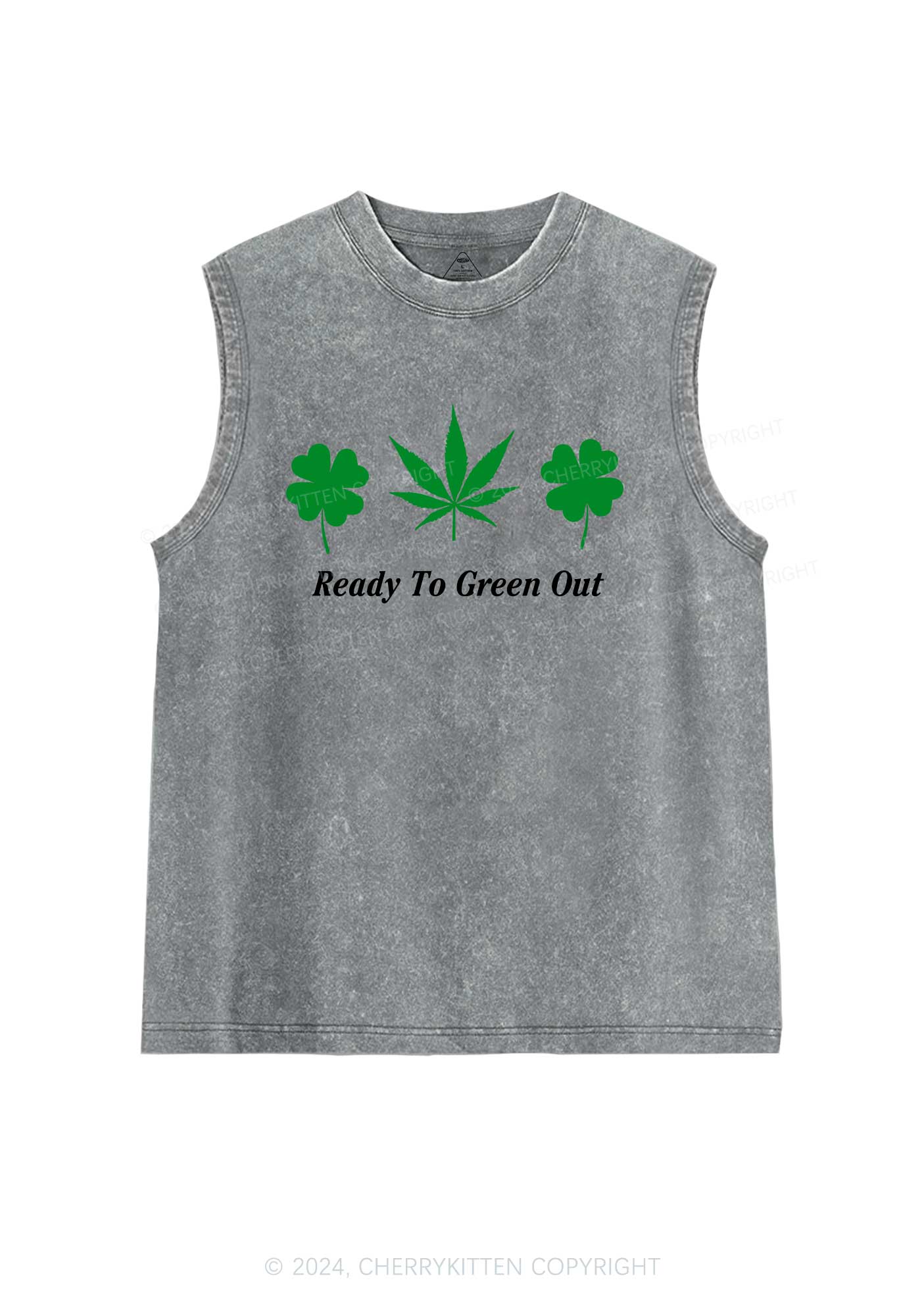 Ready To Green Out St Patricks Y2K Washed Tank Cherrykitten - Image 6