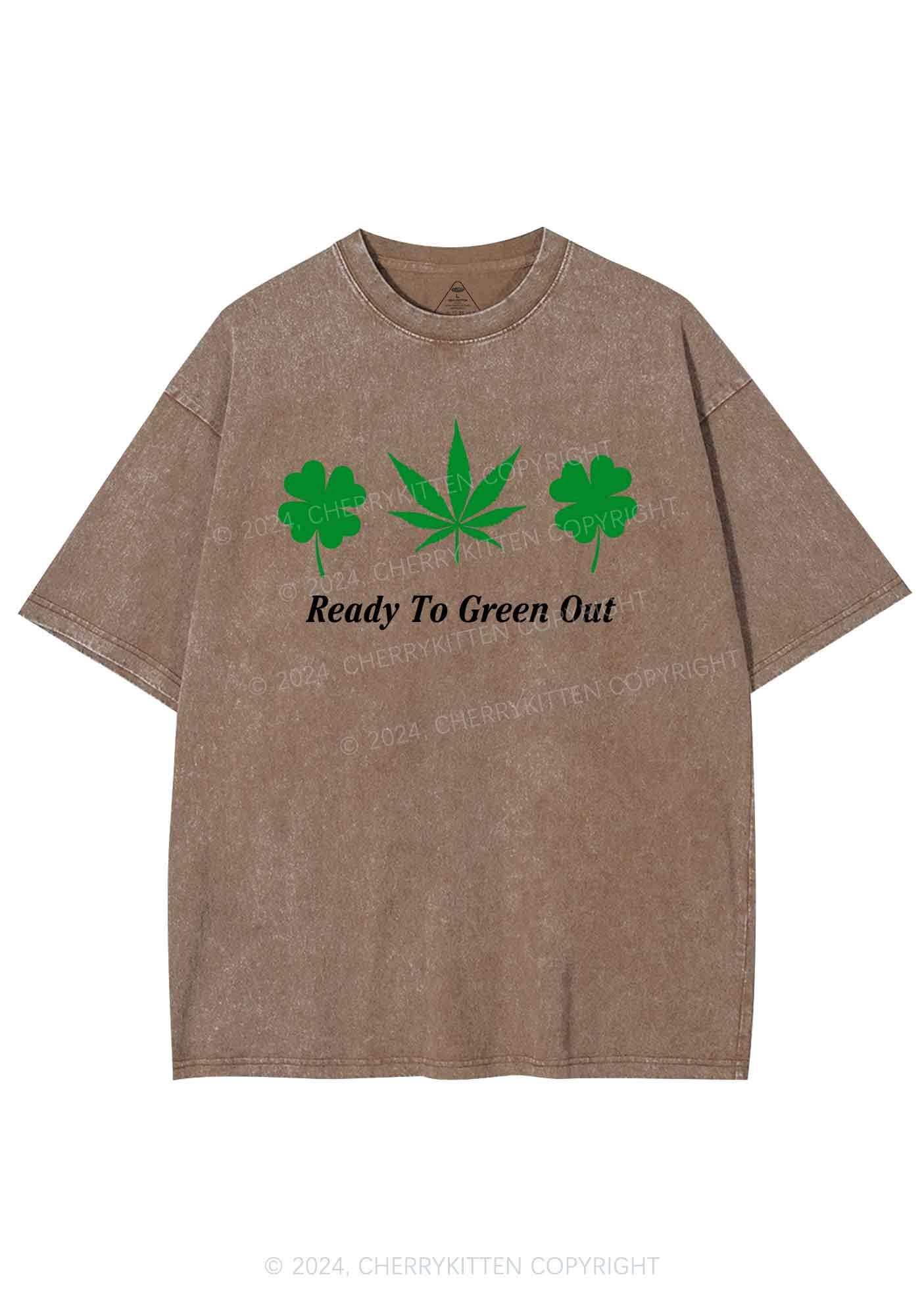 Ready To Green Out St Patricks Y2K Washed Tee Cherrykitten - Image 10