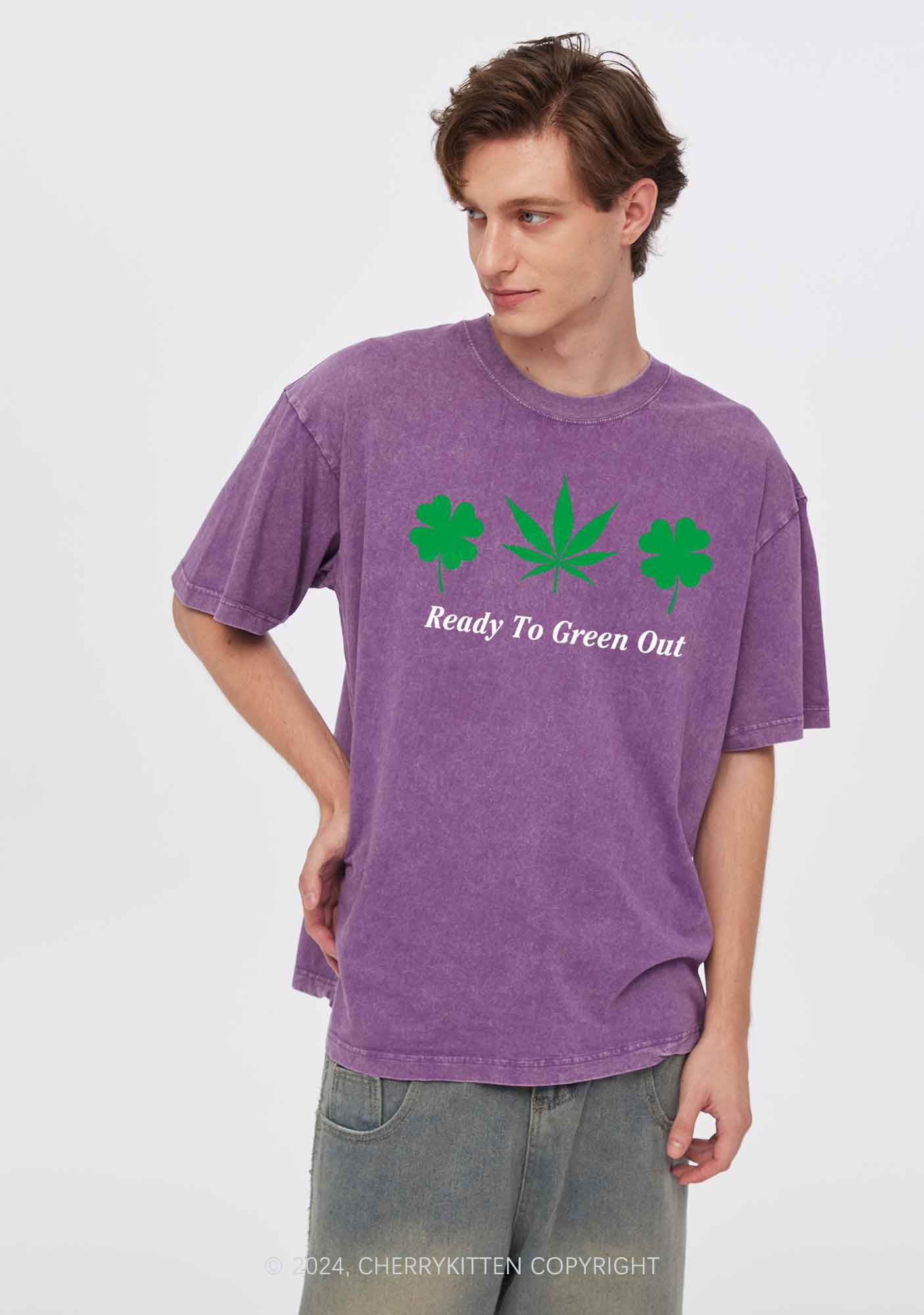 Ready To Green Out St Patricks Y2K Washed Tee Cherrykitten - Image 4