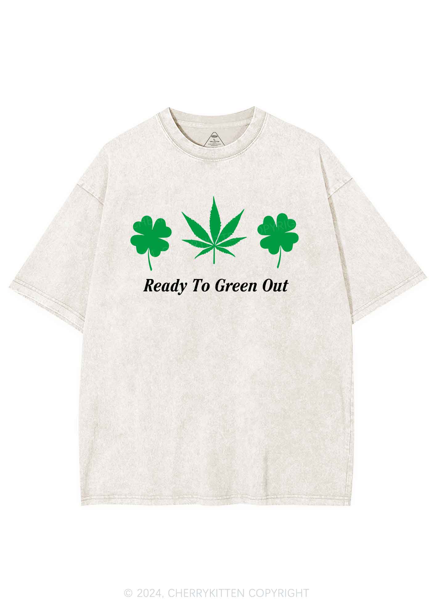 Ready To Green Out St Patricks Y2K Washed Tee Cherrykitten - Image 6