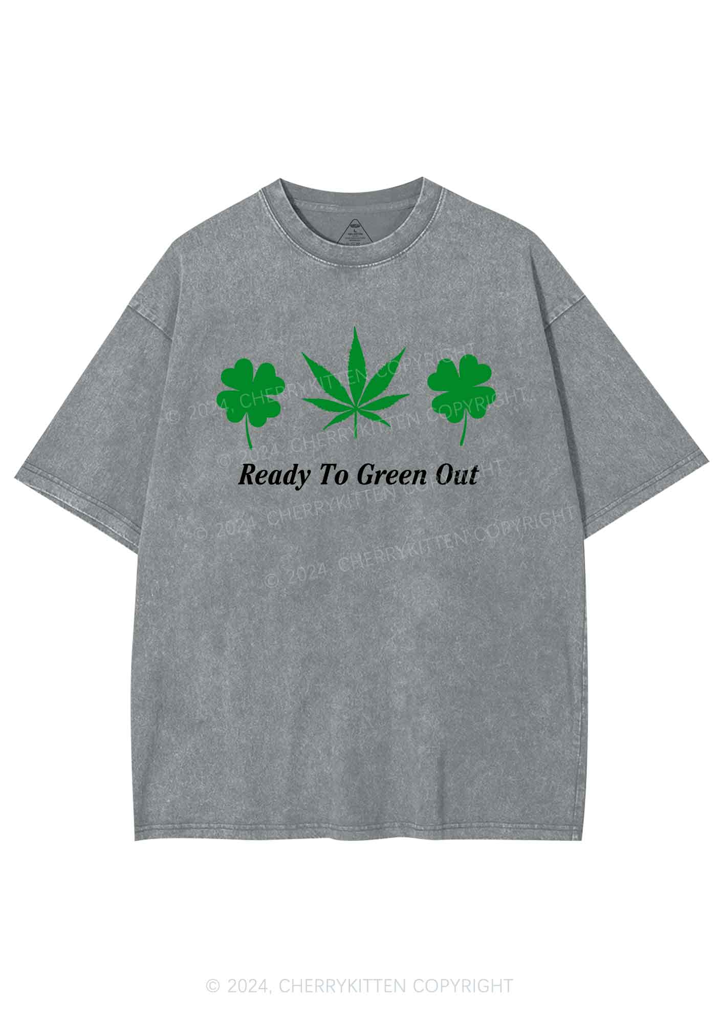 Ready To Green Out St Patricks Y2K Washed Tee Cherrykitten - Image 9