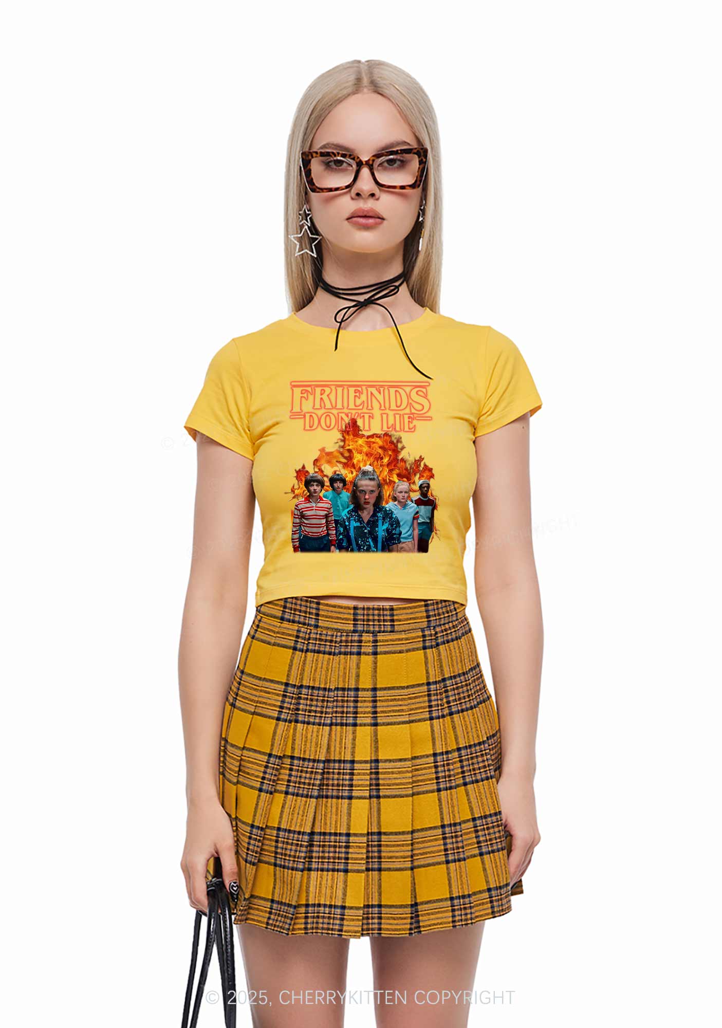 Real Friends Y2K Baby Tee Cherrykitten - Image 2