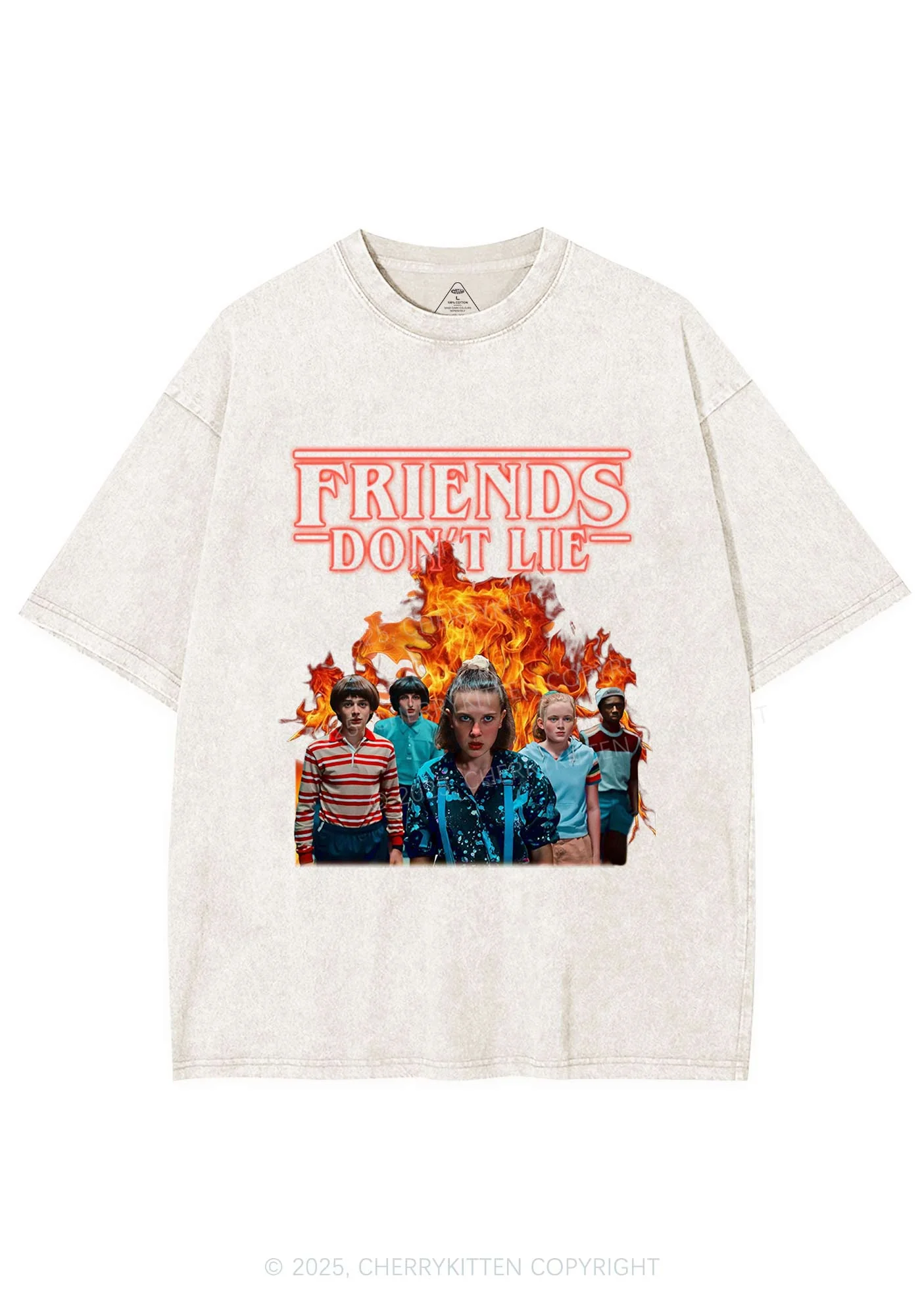 Real Friends Y2K Shirts Washed Tee Cherrykitten - Image 3