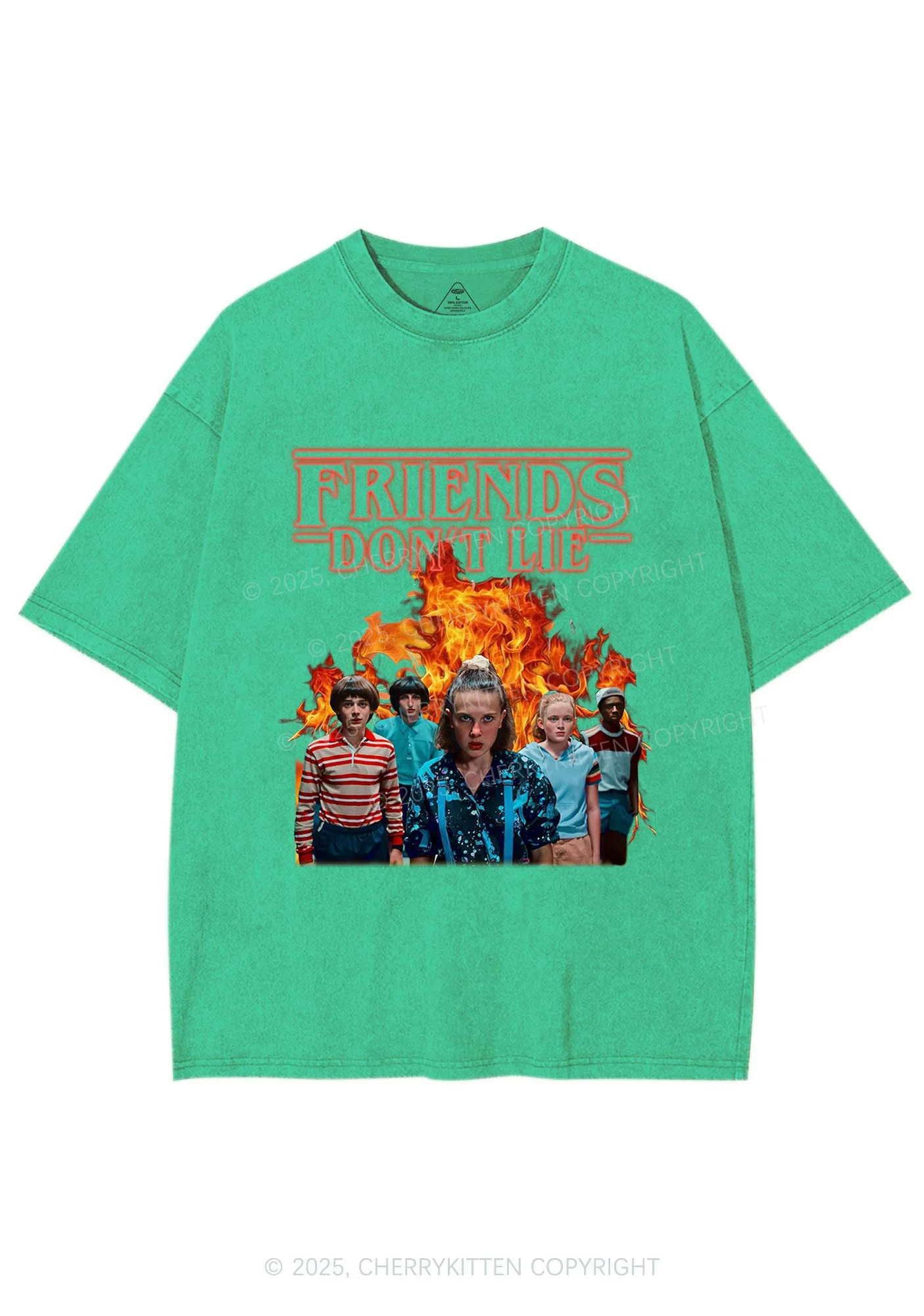Real Friends Y2K Shirts Washed Tee Cherrykitten - Image 5