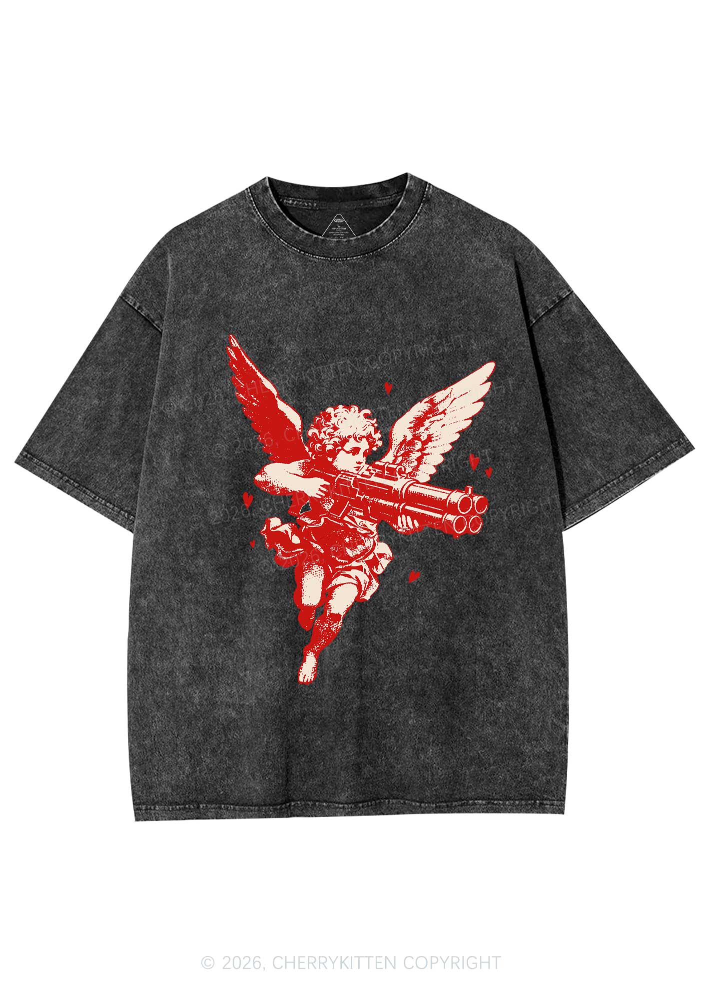 Rebel Cupid Valentine's Day Y2K Shirts Washed Tee Cherrykitten - Image 3