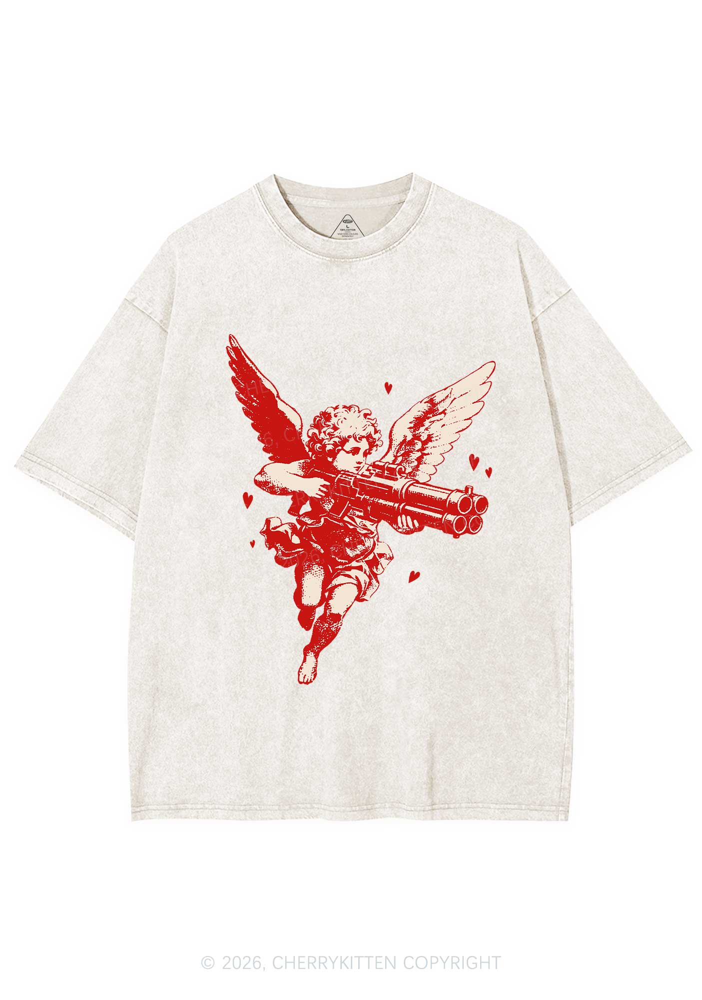 Rebel Cupid Valentine's Day Y2K Shirts Washed Tee Cherrykitten - Image 4