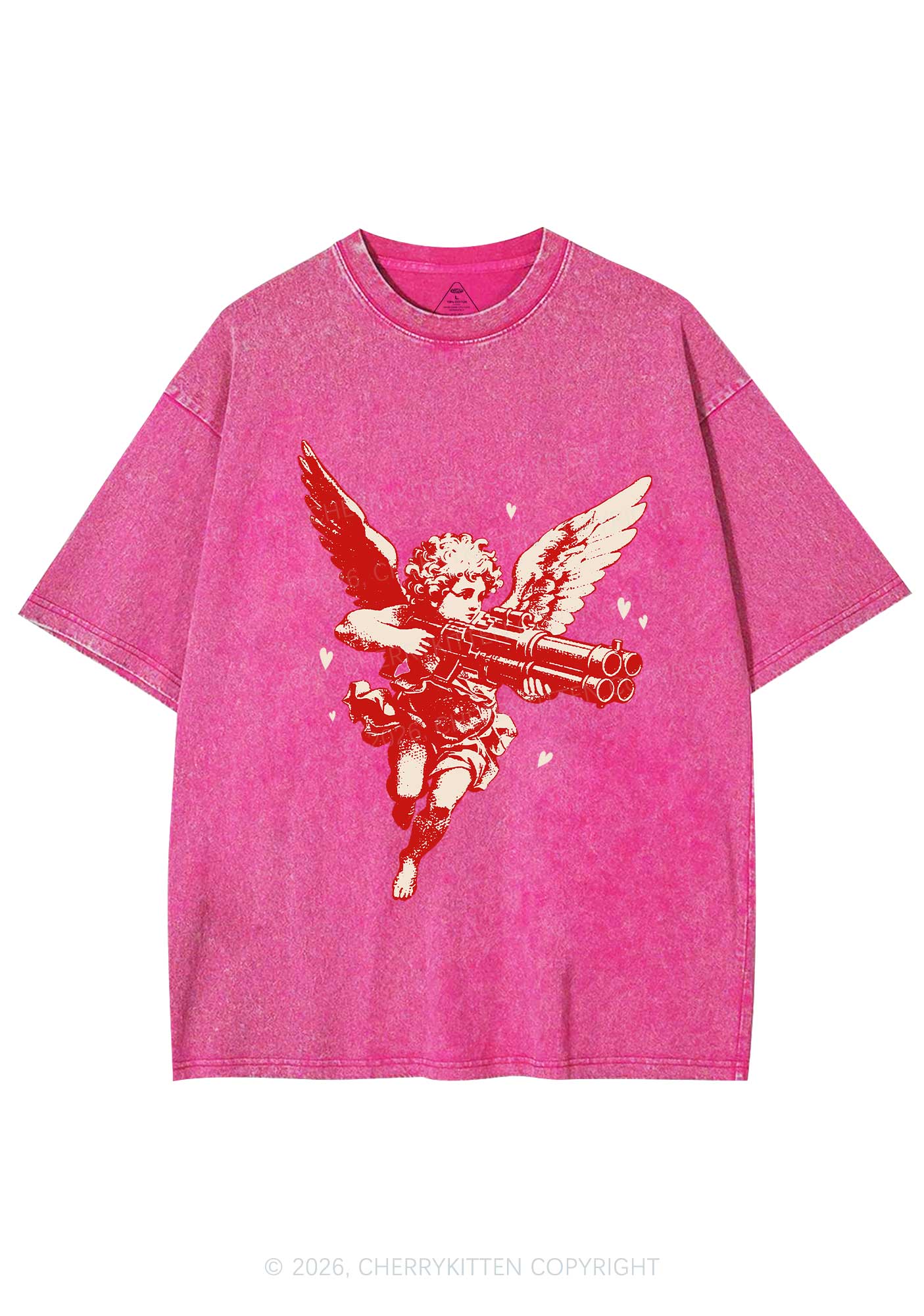 Rebel Cupid Valentine's Day Y2K Shirts Washed Tee Cherrykitten - Image 5
