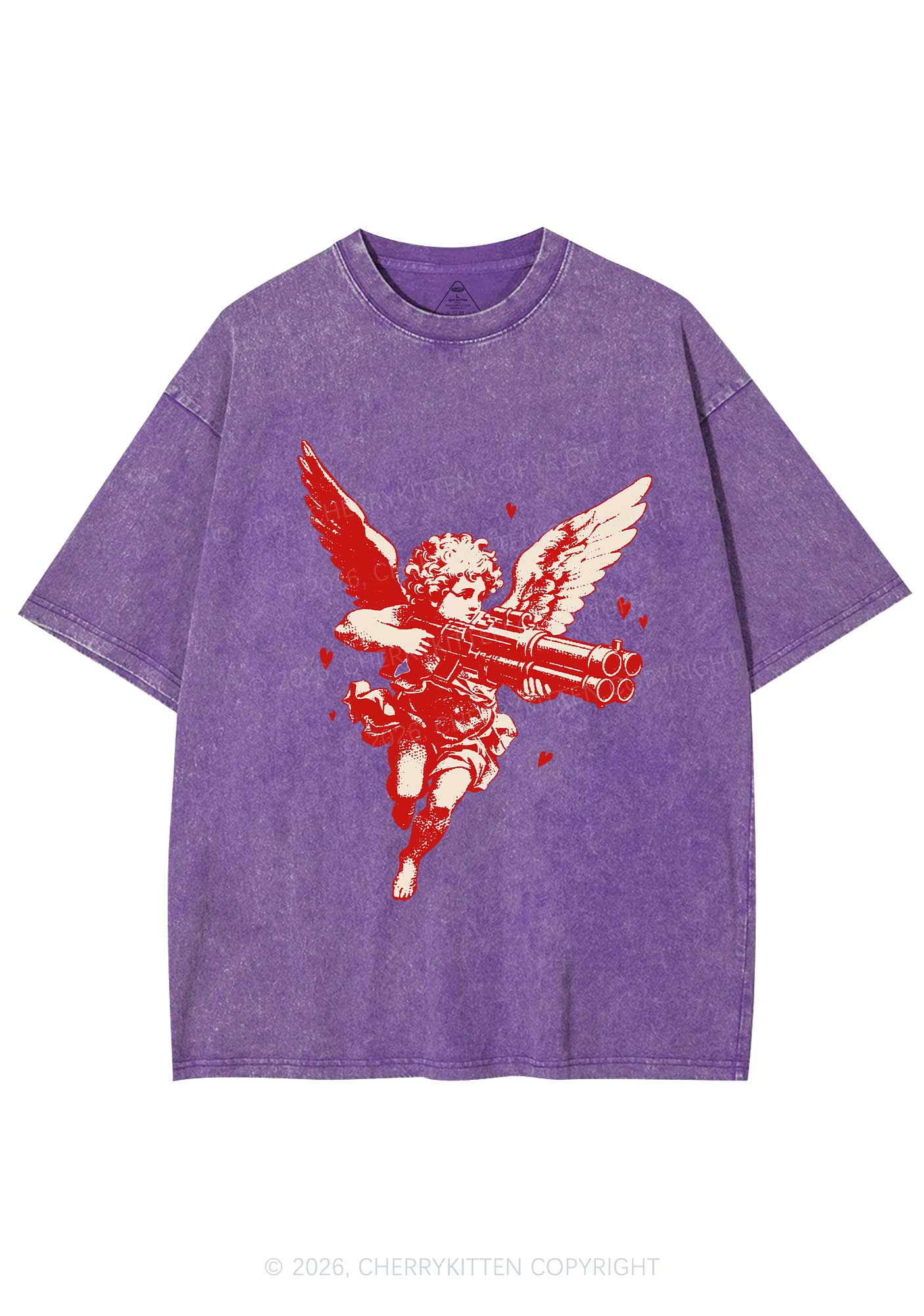 Rebel Cupid Valentine's Day Y2K Shirts Washed Tee Cherrykitten - Image 6