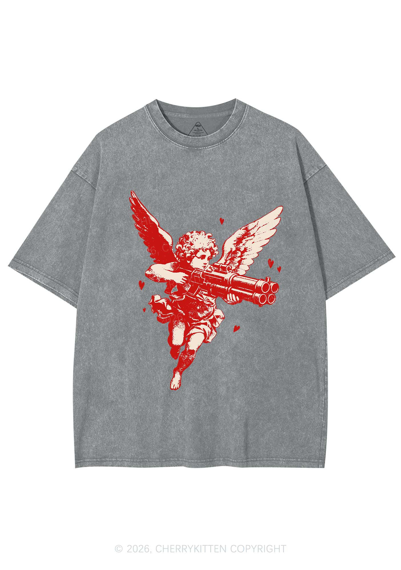 Rebel Cupid Valentine's Day Y2K Shirts Washed Tee Cherrykitten - Image 7