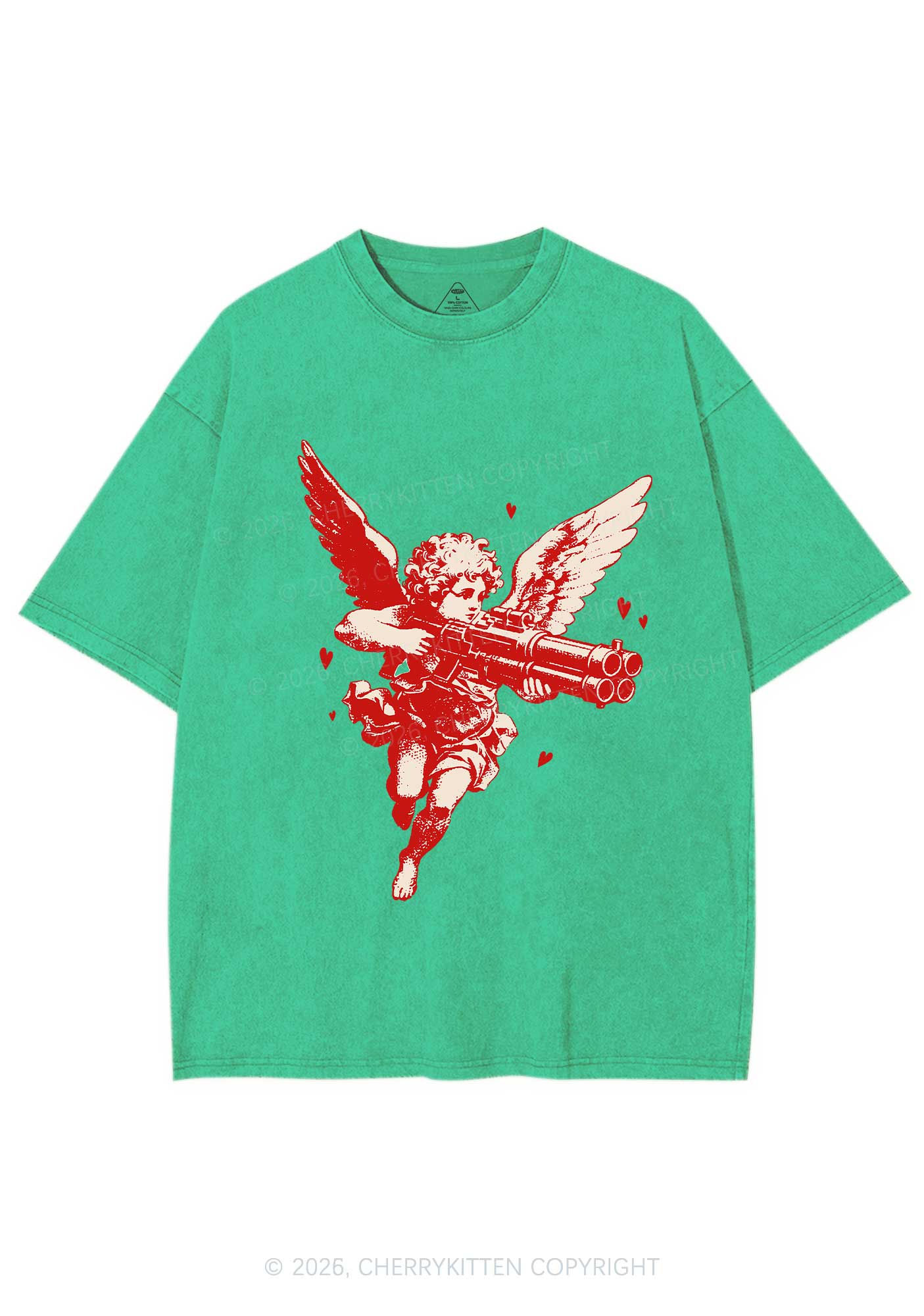 Rebel Cupid Valentine's Day Y2K Shirts Washed Tee Cherrykitten - Image 8