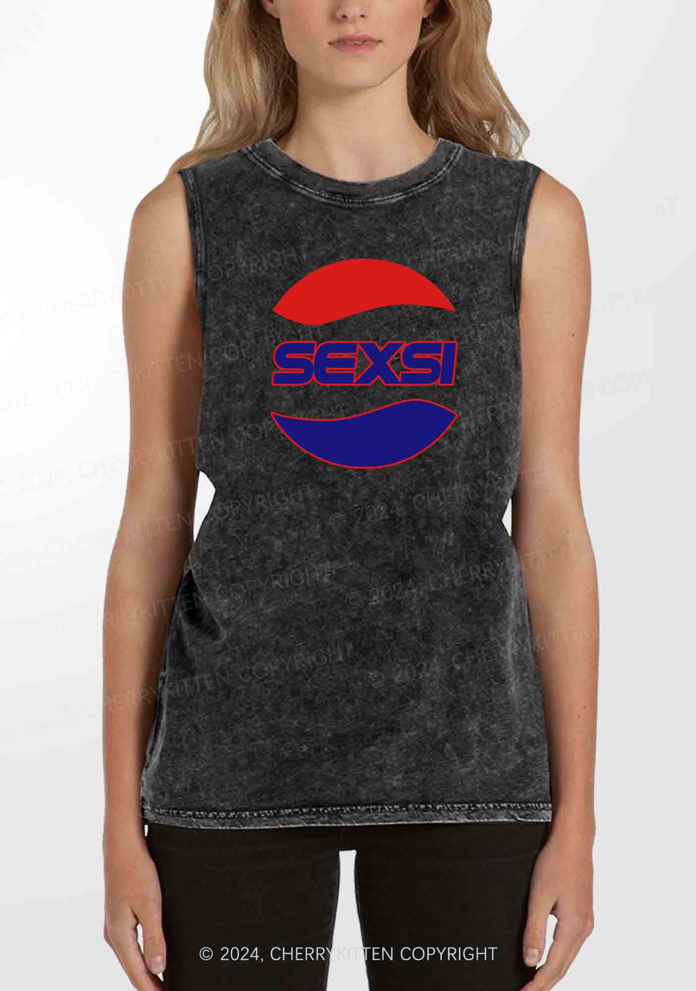 Red Blue Sexsi Y2K Washed Tank Cherrykitten - Image 2