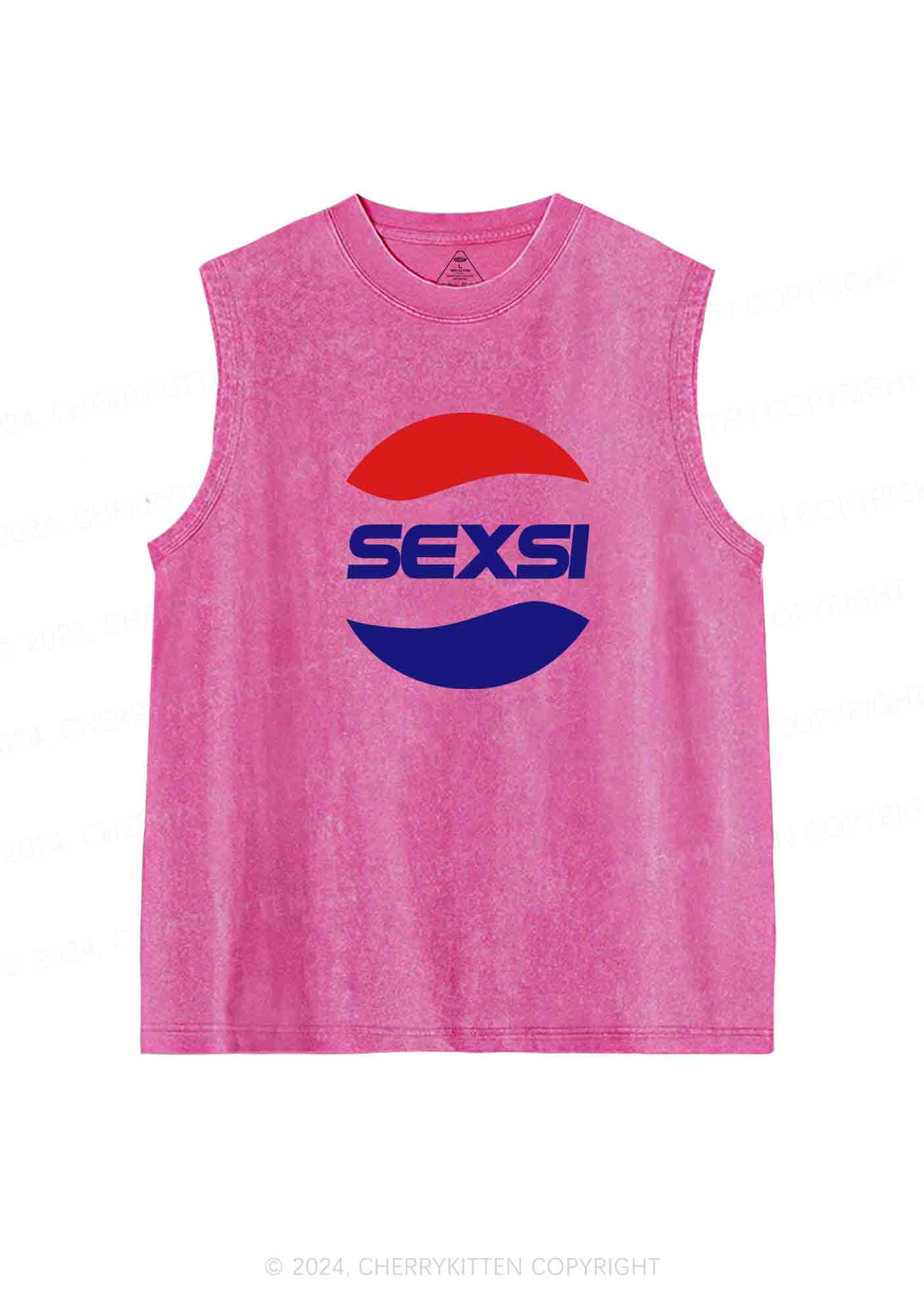Red Blue Sexsi Y2K Washed Tank Cherrykitten - Image 3
