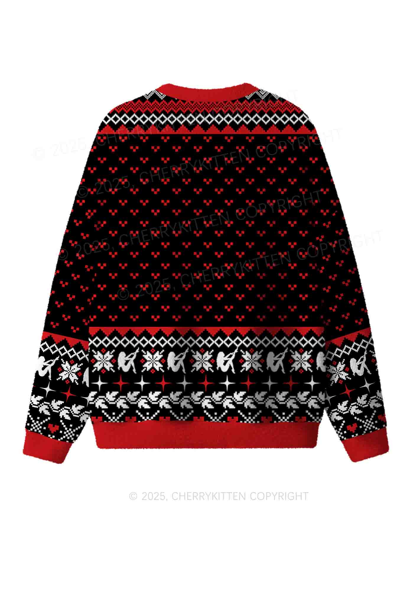 Red Cxxt Star Y2K Christmas Knit Sweatshirt Cherrykitten - Image 2