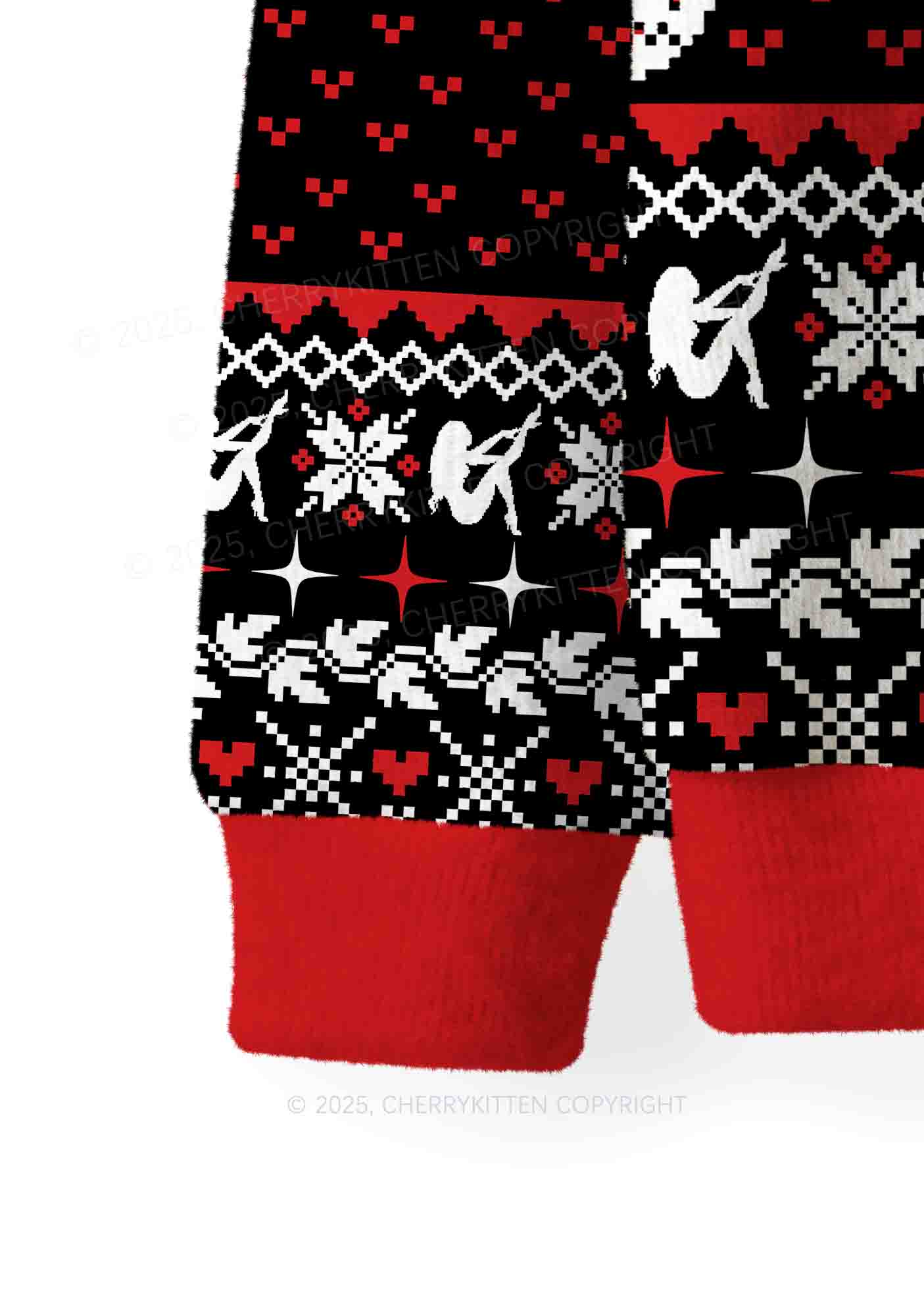 Red Cxxt Star Y2K Christmas Knit Sweatshirt Cherrykitten - Image 4