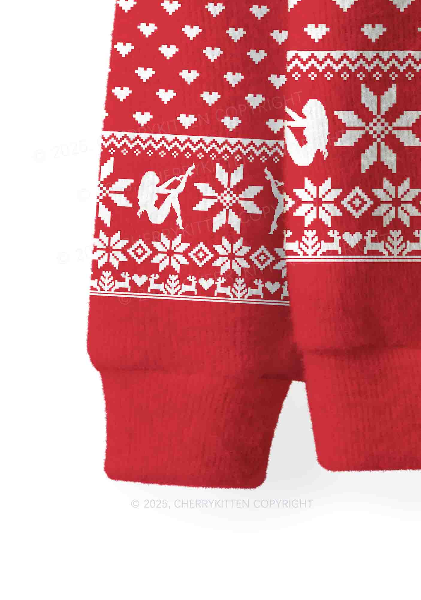 Red Cxxt Y2K Christmas Knit Sweatshirt Cherrykitten - Image 4