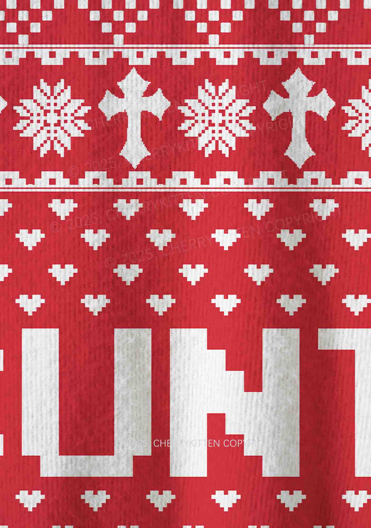 Red Cxxt Y2K Christmas Knit Sweatshirt Cherrykitten - Image 5