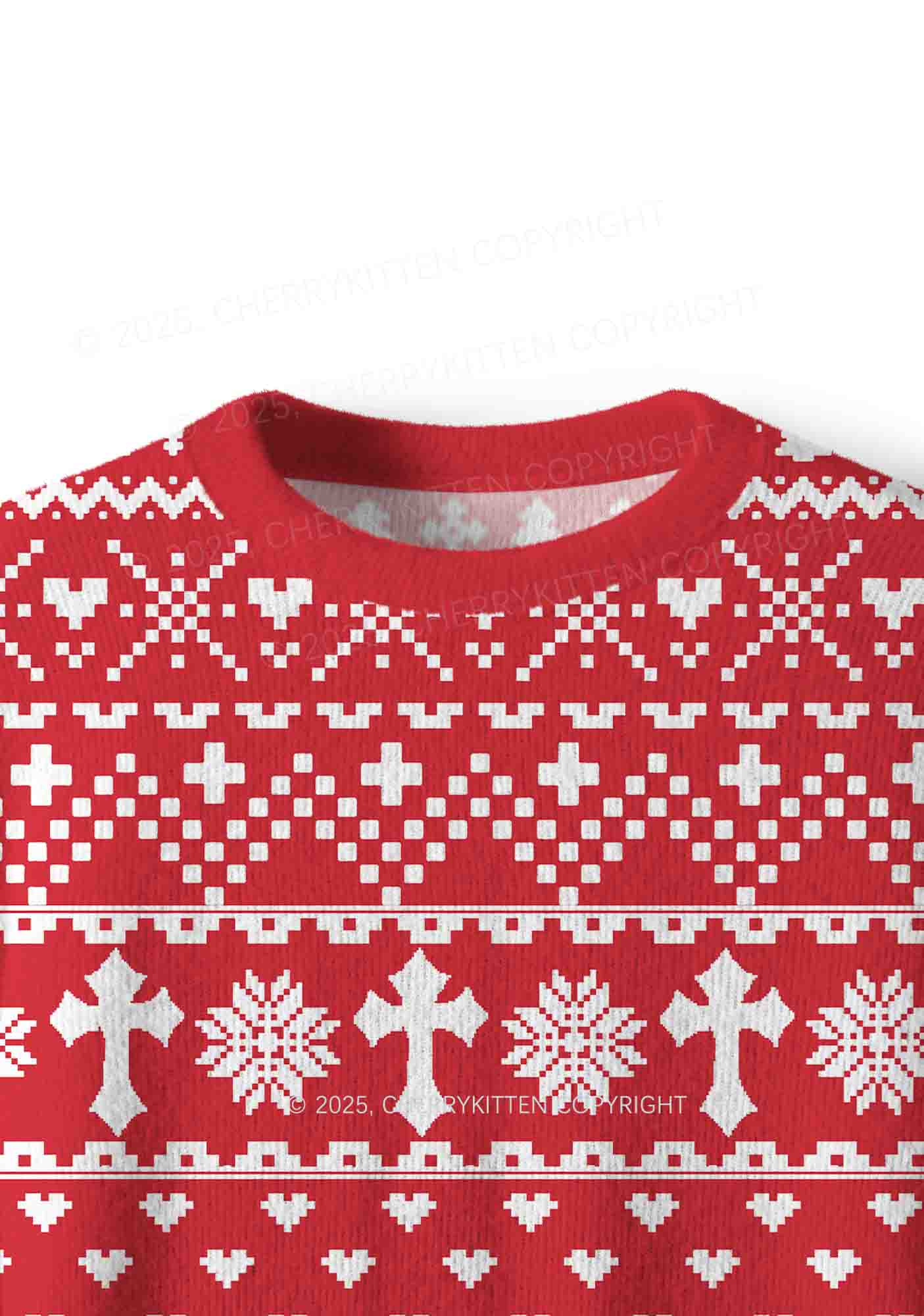 Red Cxxt Y2K Christmas Knit Sweatshirt Cherrykitten - Image 6