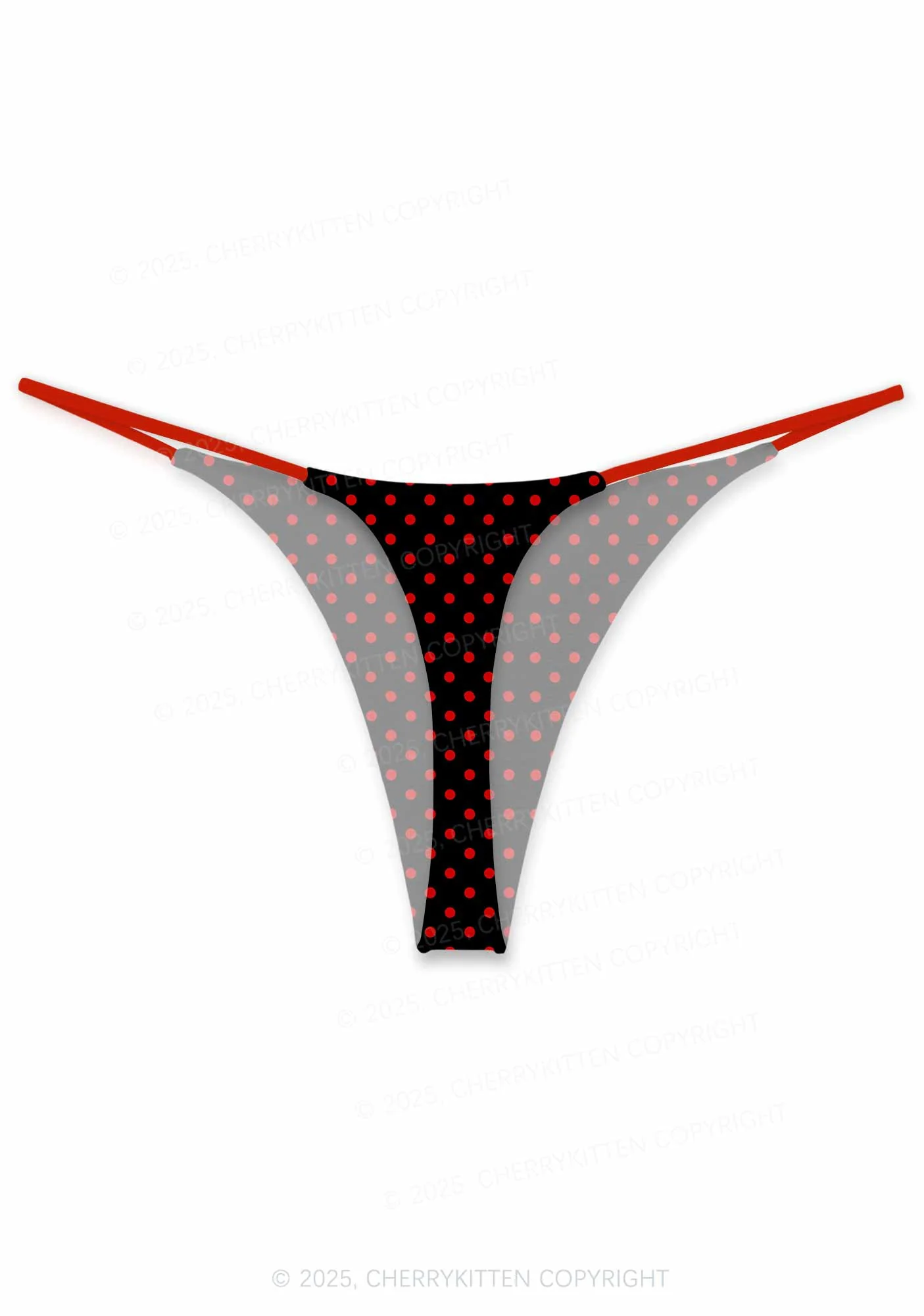 Red Dots On Black Valentine's Day Y2K Print Couples Boxer Thong Set Cherrykitten - Image 3