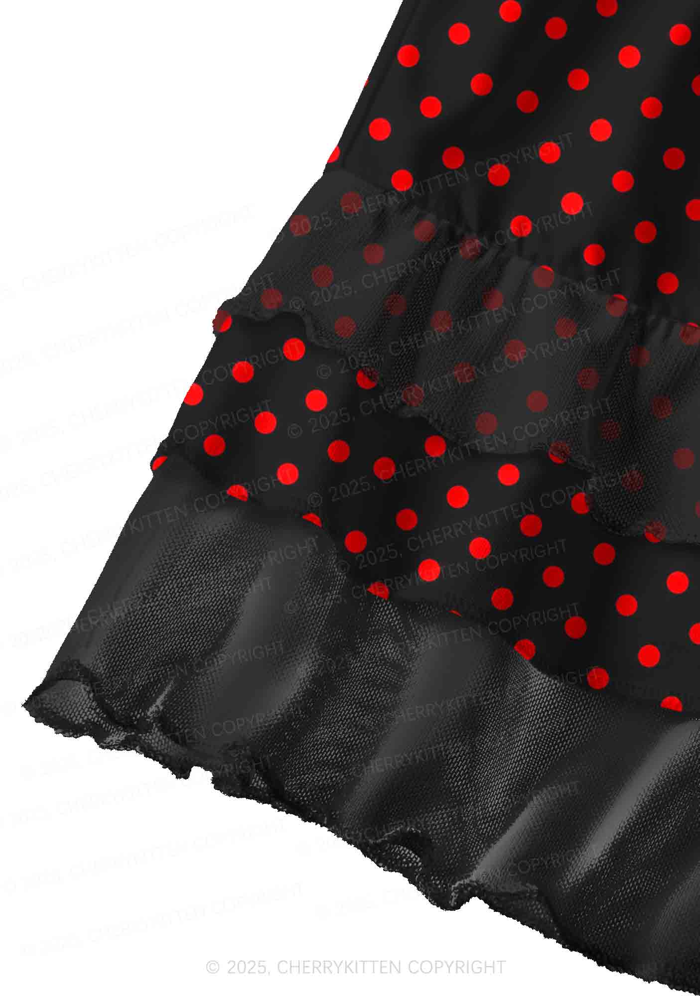 Red Dots On Black Valentine's Day Y2K Print Mini Layered Skirt Cherrykitten - Image 2